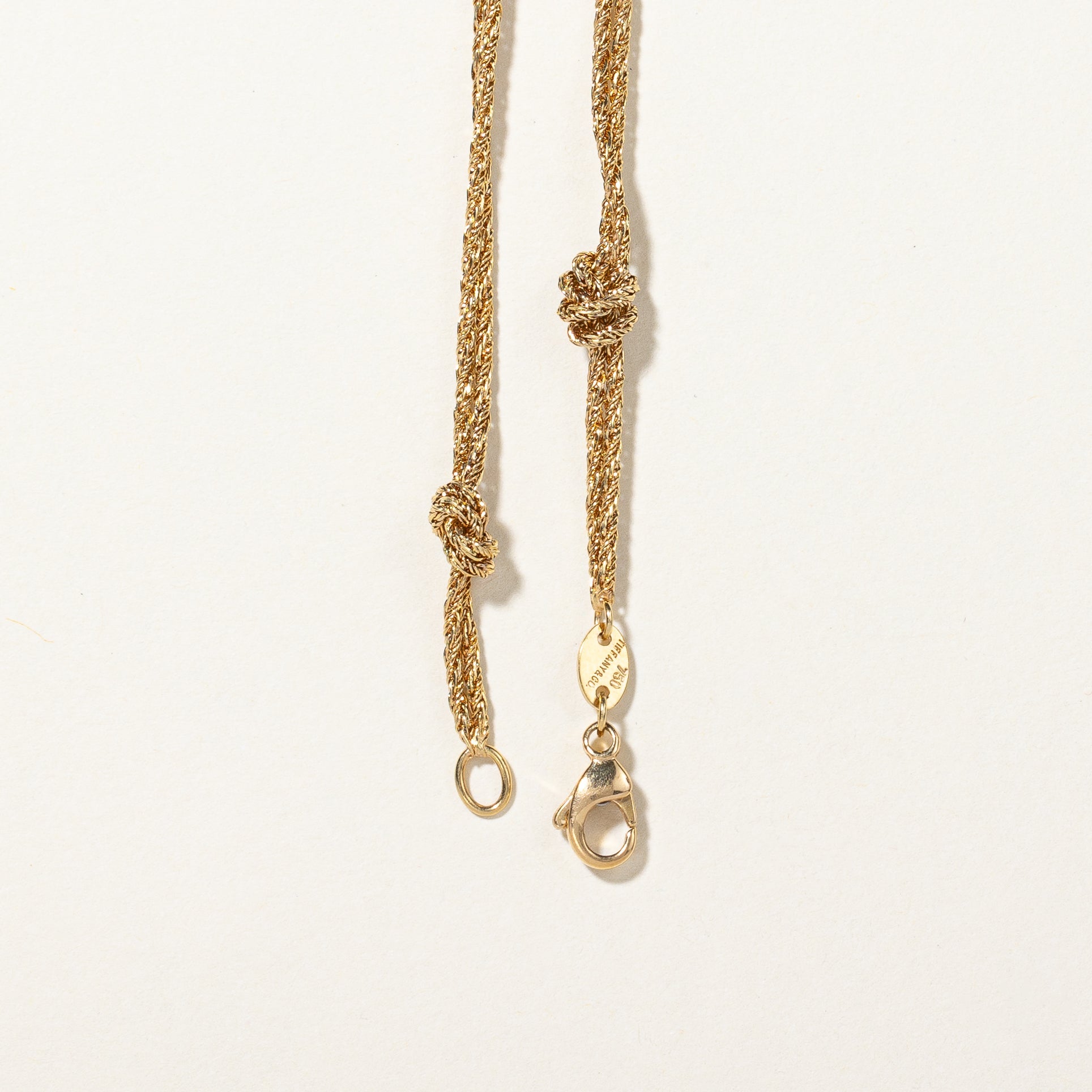 Vintage Tiffany & Co 18k Gold Knotted Station Necklace from 1980s - 22