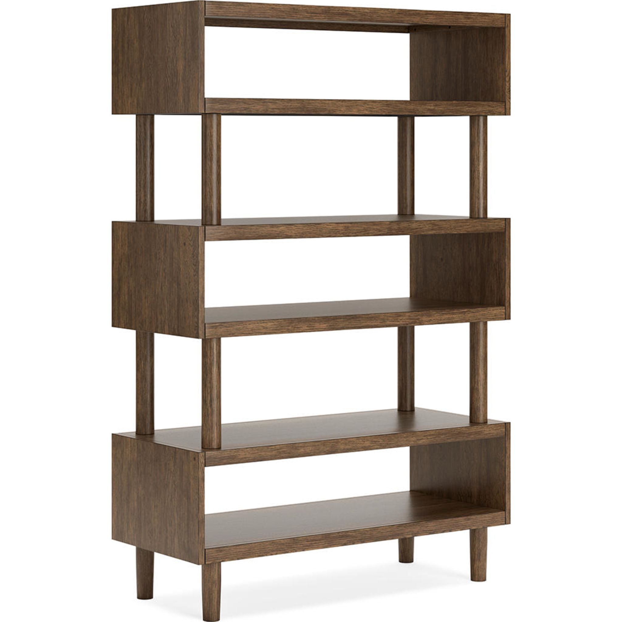 Austanny 5-Tier Wooden Bookcase - Warm Brown Bookshelf for Living Room, Bedroom & Office - Stylish Storage Solution for Books, Decor & Essentials