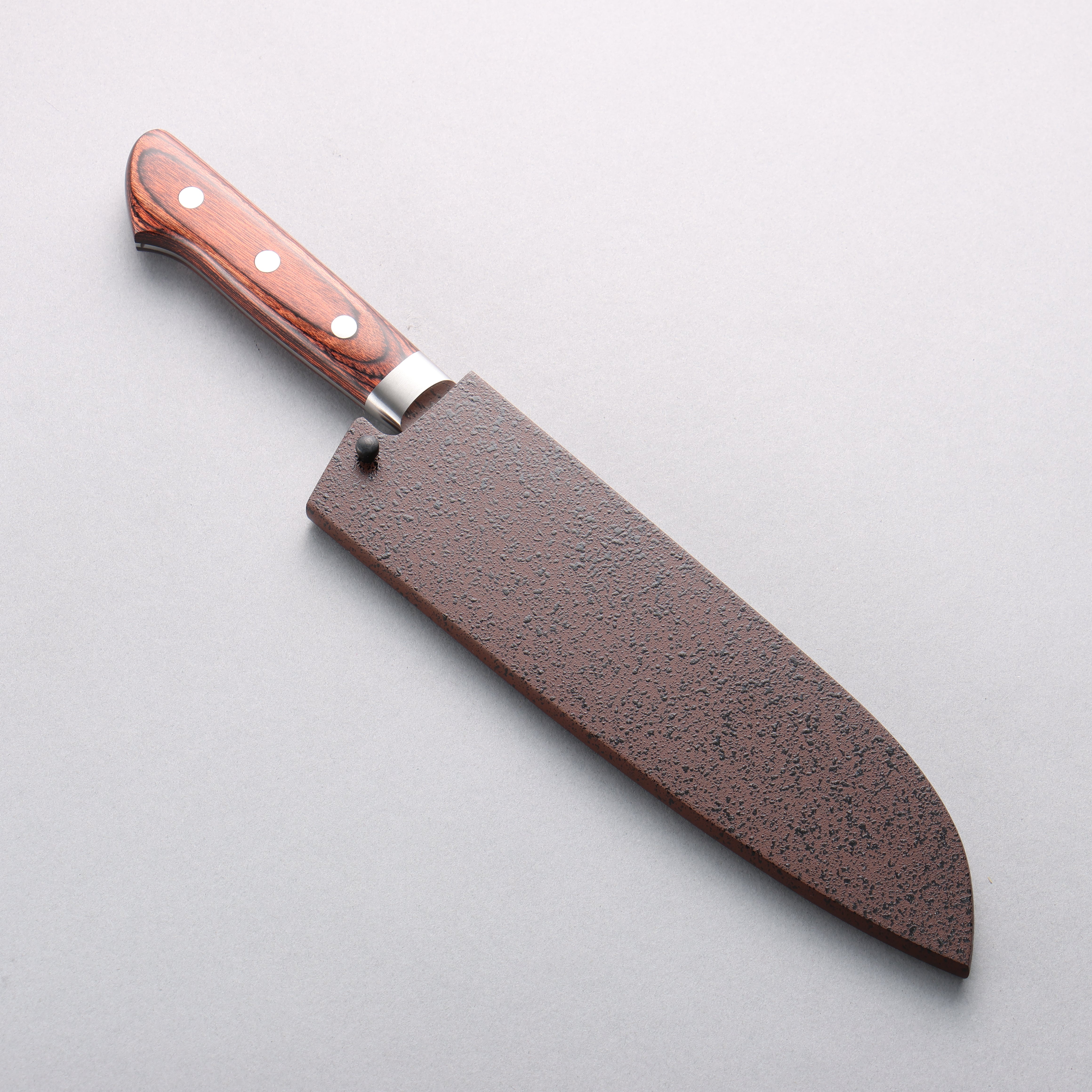 Premium Seisuke VG10 33-Layer Damascus Santoku Knife 170mm - Japanese Chef Knife with Brown Pakkawood Handle & Protective Sheath - Ideal for Slicing, Dicing, and Chopping Vegetables, Meat, and Fish