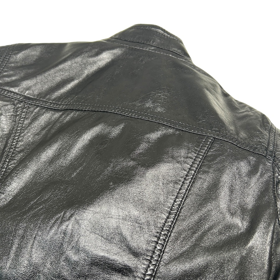 Dolce & Gabbana Men's Black Lamb Leather Biker Jacket - Premium Motorcycle Riding Jacket for Men, Fashion Outerwear for Casual & Night Out