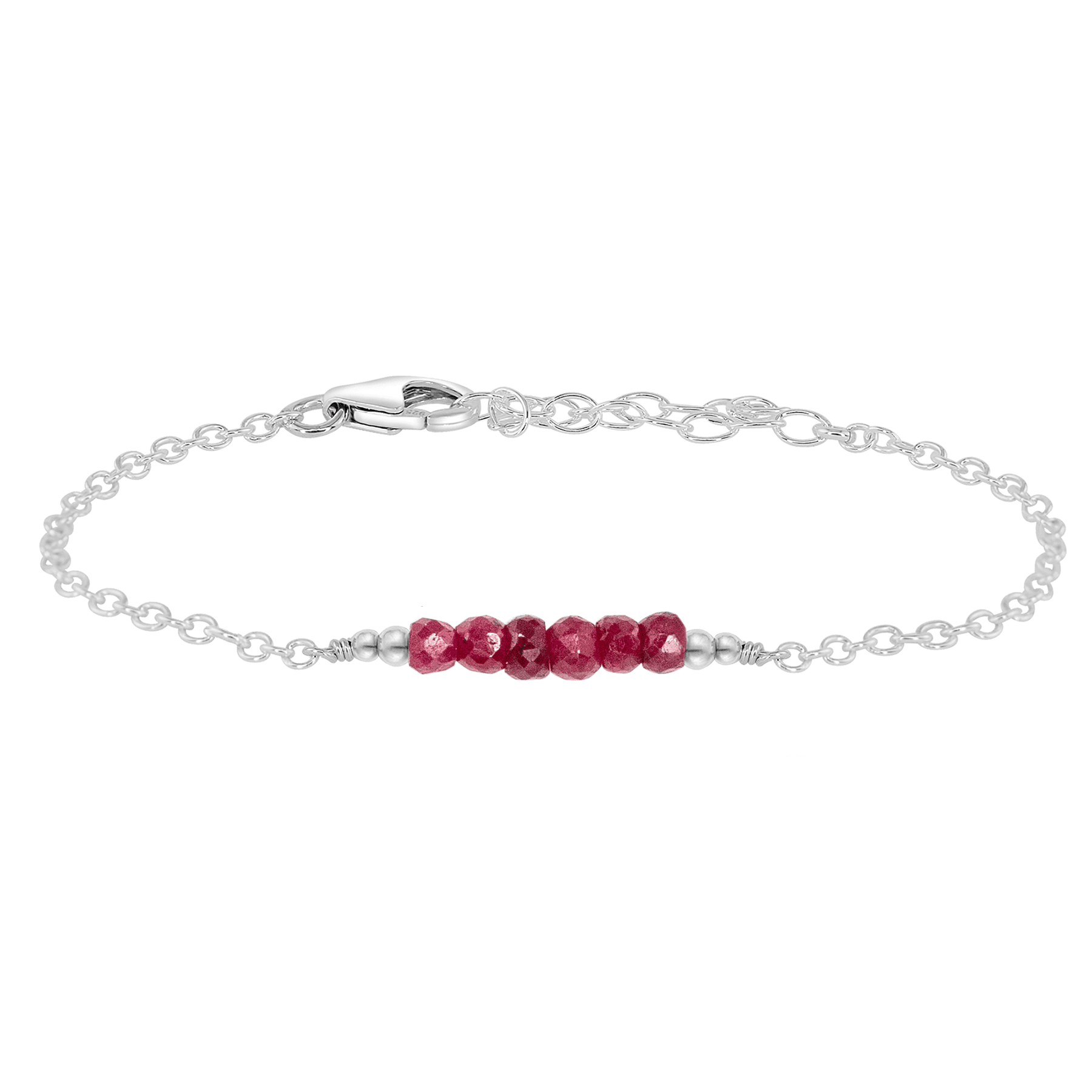 Sparkling Red Ruby Gemstone Faceted Bead Bar Bracelet for Women - Elegant Handmade Jewelry Gift for Birthday, Anniversary & Special Occasions