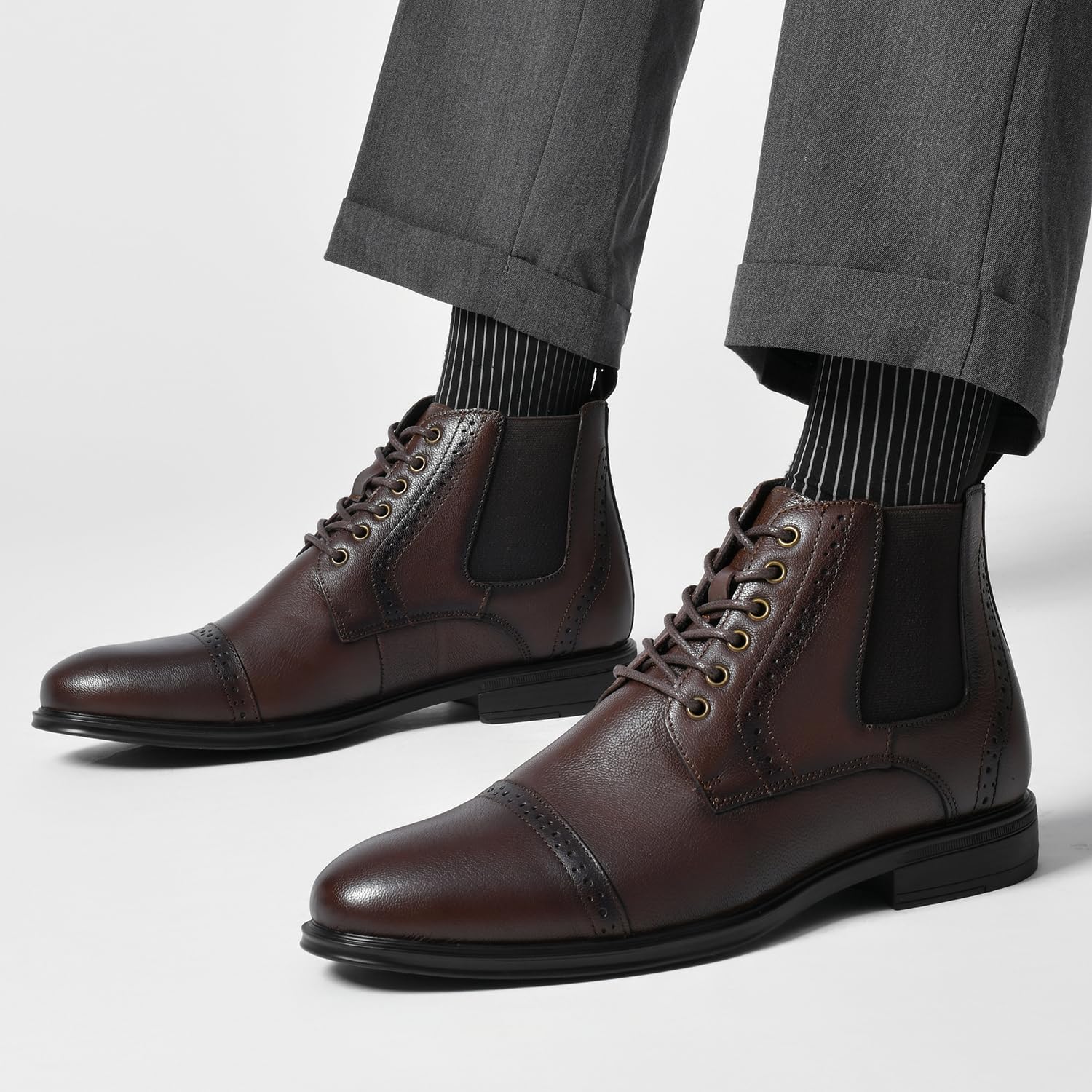 Premium Men's Leather Dress Boots - Stylish Ankle Boots for Business Casual & Formal Wear | Perfect for Office, Weddings & Night Out