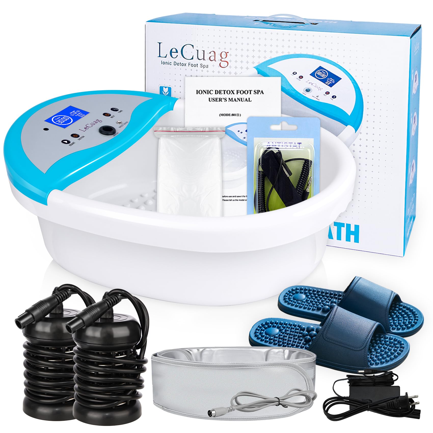 Ionic Foot Bath Detox Machine with Massage Slippers & FIR Belt - Negative Hydrogen Ion Foot Spa for Deep Cleansing & Relaxation | Perfect for Home Detox, Stress Relief & Foot Care