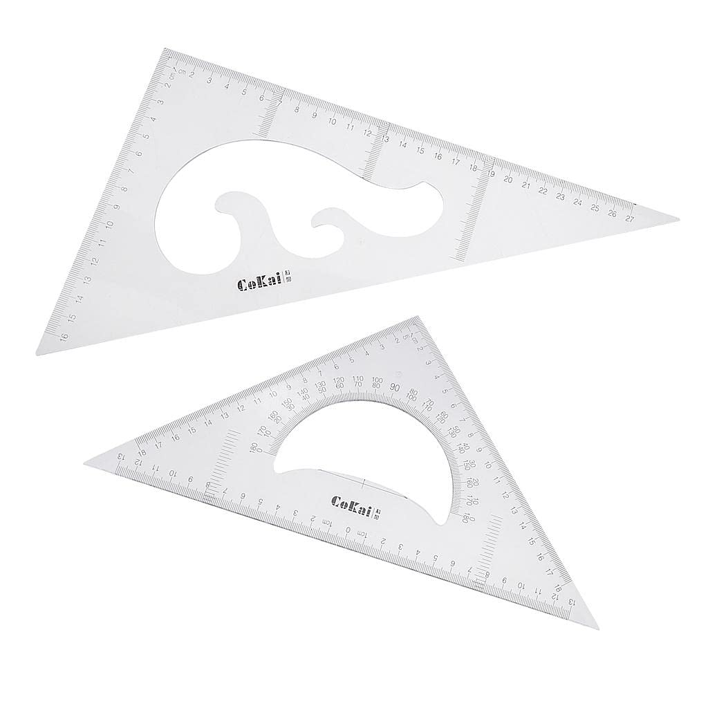 2 Pack 45/60 Degree Geometry Triangle Ruler Set - 30cm Clear Plastic Drafting Tools for Architects, Engineers & Students - Perfect for Technical Drawing, Math Class & DIY Projects