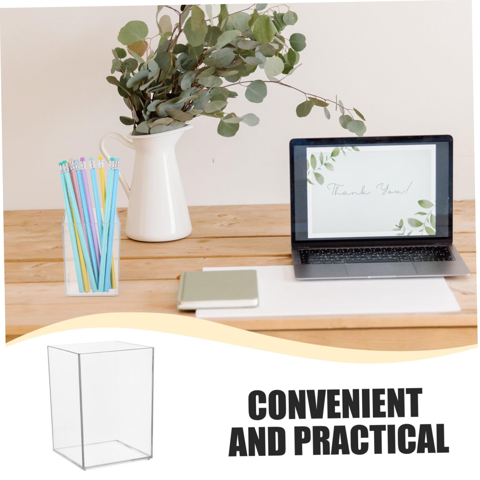 Clear Acrylic Makeup Brush Holder & Desk Organizer - Multifunctional Pen Pencil Cup for Office, Home Vanity, Bathroom Counter | Perfect for Cosmetics, Stationery, Toothbrush Storage