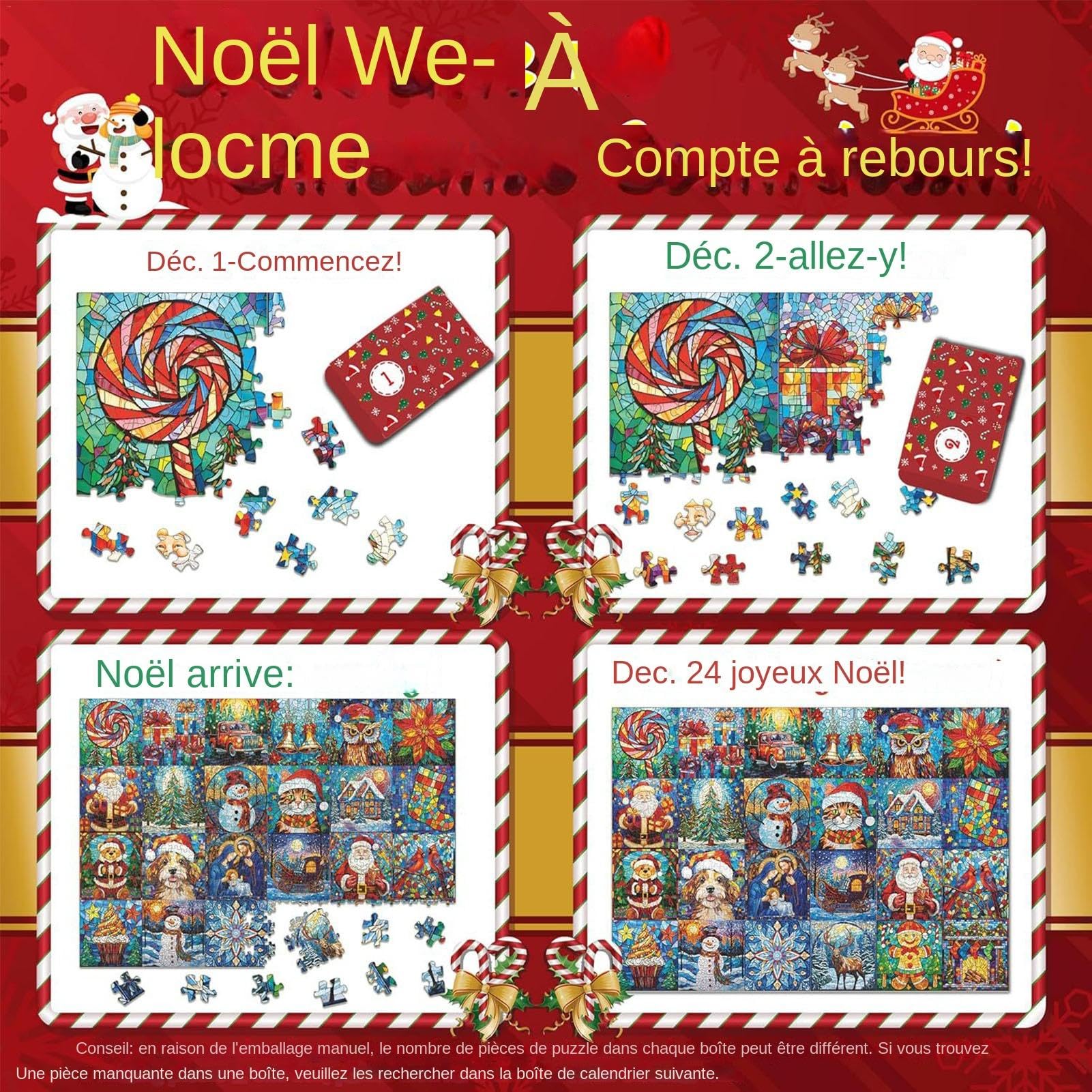 2024 Christmas Advent Calendar Puzzle - 1008 Piece Countdown Puzzle for Holiday Decor & Family Fun | Perfect for Christmas Countdown, Home Decor & Gift Giving