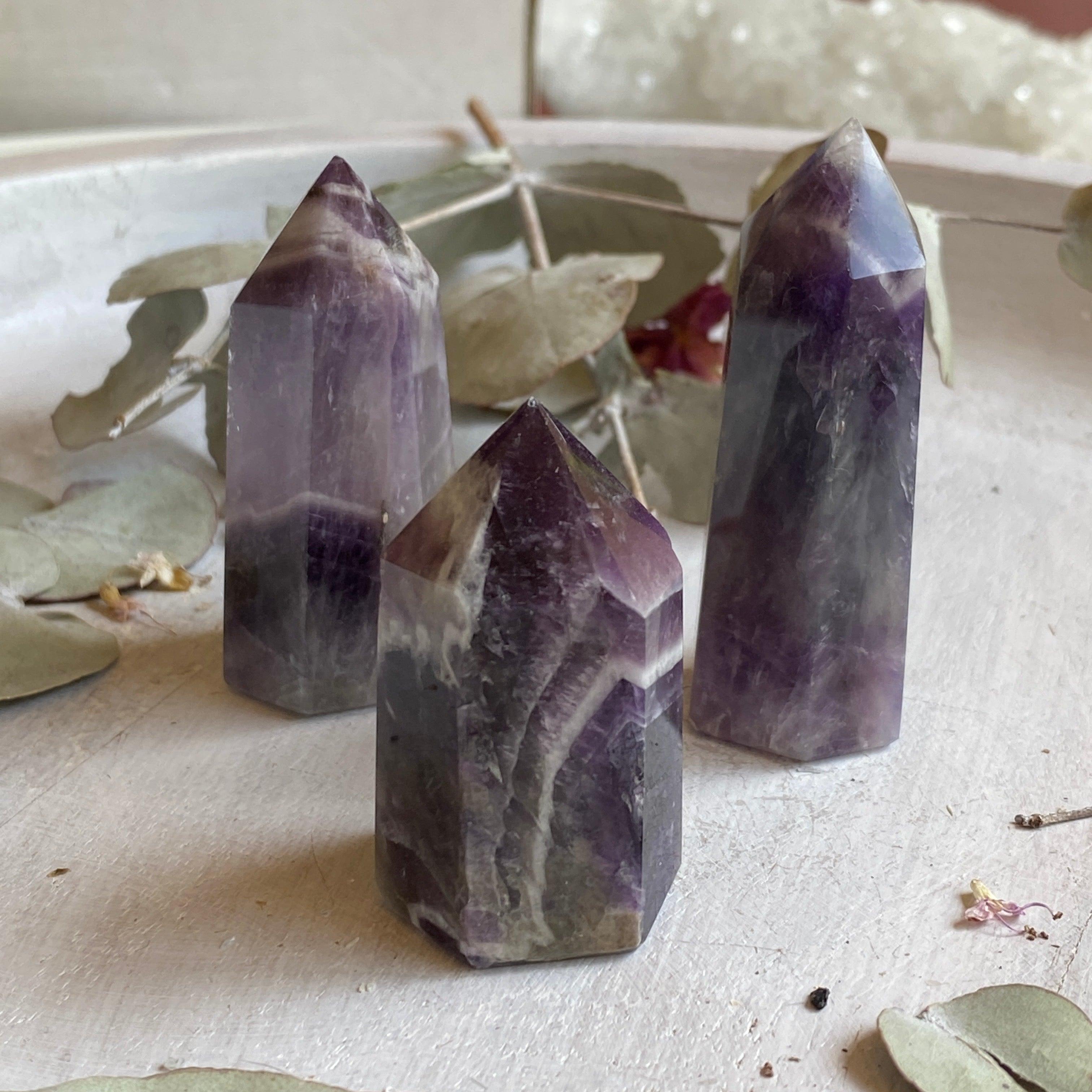 Chevron Amethyst Mini Generator - Portable Healing Crystal for Meditation, Reiki & Energy Balancing - Perfect for Home, Office & Spiritual Practices