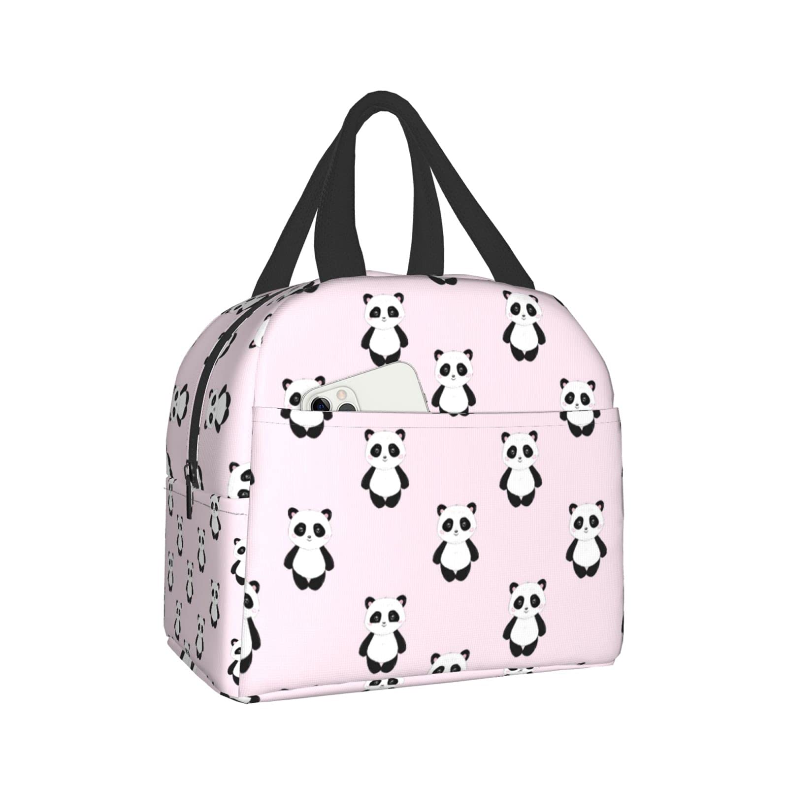 Panda Pink Insulated Lunch Box - Reusable Waterproof Picnic & Travel Bag for School, Work, Outdoors | Durable Thermal Shopping Tote for Men, Women, Girls & Boys