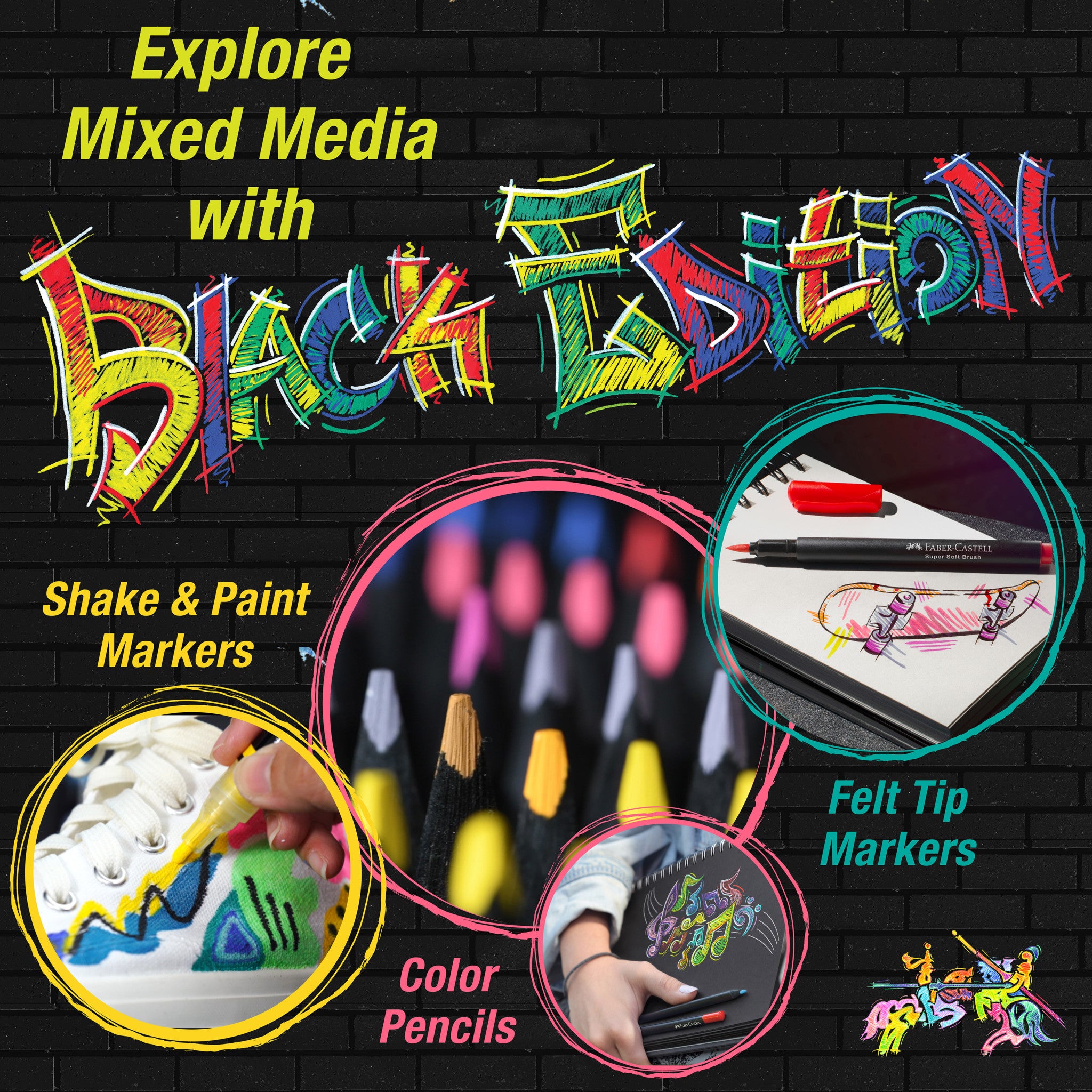 Black Edition Shake & Paint Markers - Neon 4ct Set #285505 - Perfect for DIY Crafts, Art Projects & Home Decor