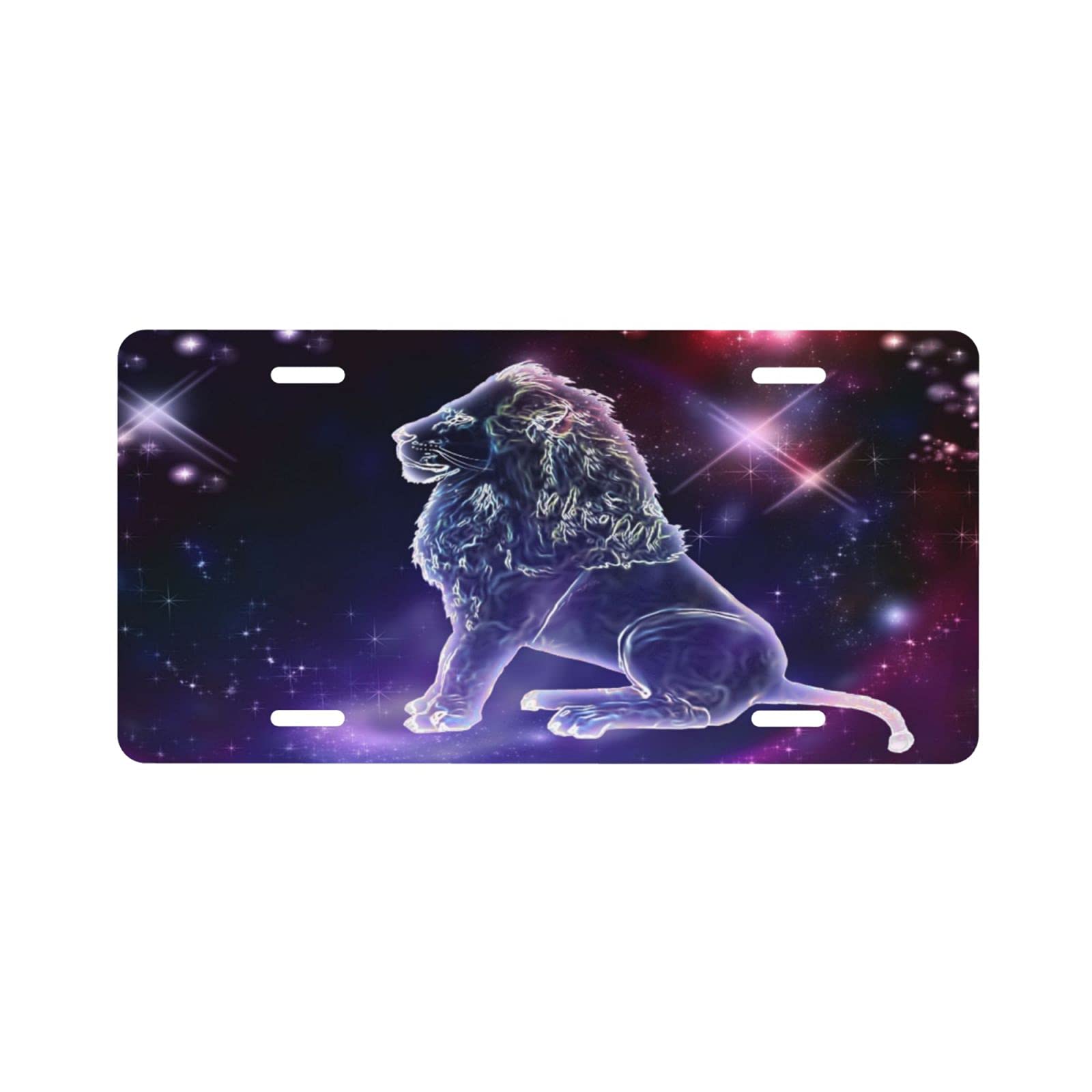 Delerain Leo Zodiac Decorative Car Front License Plate - Novelty Aluminum Vanity Tag for Men, Women, Boys & Girls - 6x12 Inch - Perfect for Birthday Gifts, Car Accessories & Zodiac Sign Decor