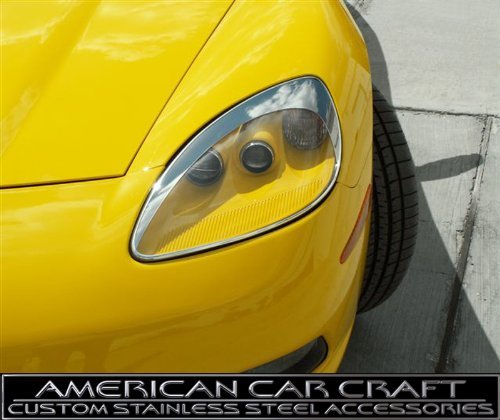 2005-2013 Chevy Corvette Chrome Headlight Upper Lens Accent Eyebrow Trim - Pair | Premium Car Accessories for C6 Corvette Models | Perfect for Car Shows & Custom Upgrades