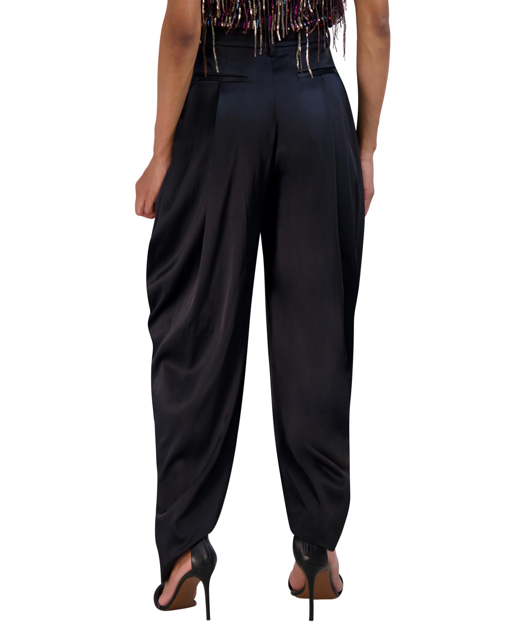 BCBGMAXAZRIA Women's Relaxed Drapey Vintage Flat Satin Pants - Comfortable High Waist Lounge Pants for Casual Wear, Travel & Home Relaxation