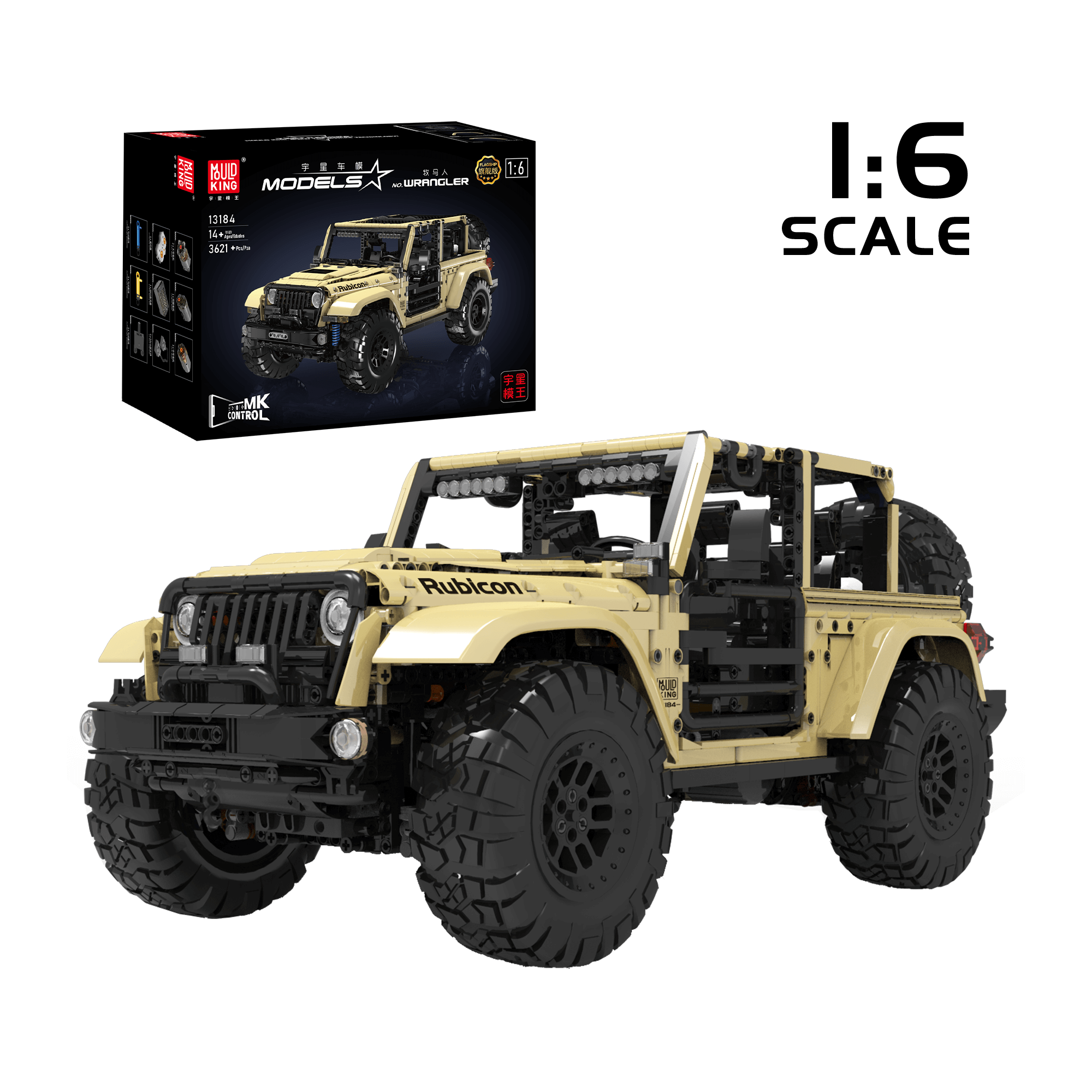 Mould King 13184 Remote Control Off-Road Wrangler Building Kit | 3,621 Pieces STEM Toy for Adults & Kids | Perfect for Indoor Play, Birthday Gifts & RC Car Enthusiasts