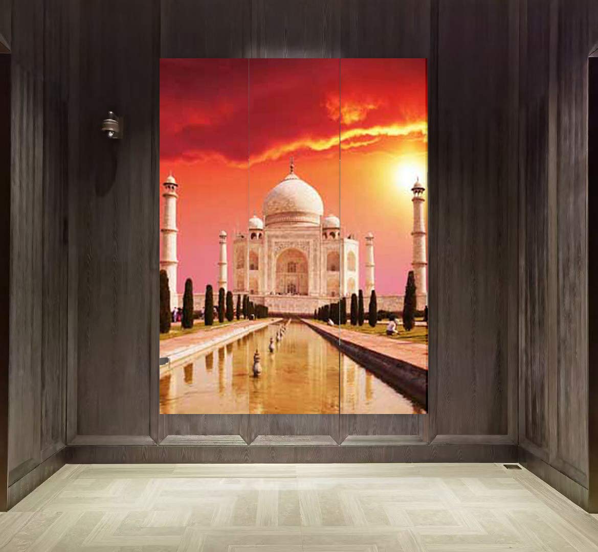 Taj Mahal Inspired Room Divider Screen - Handcrafted Decorative Partition for Living Room, Bedroom & Office - Foldable Privacy Panel for Home Decor