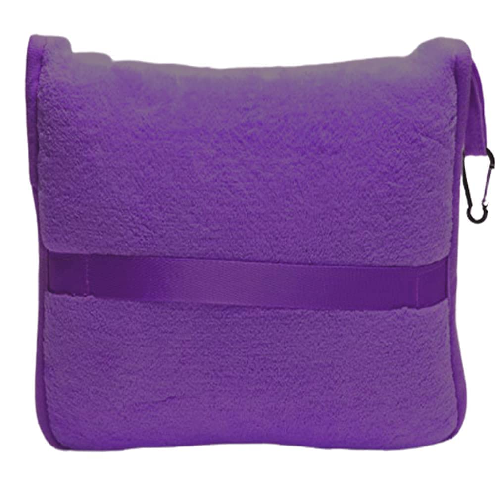 BlueHills Premium Soft Travel Blanket & Pillow Set of 4 - Ultra Cozy Airplane Blanket Throw with Carry Bag, Compact Large Travel Blanket in Gray, Navy, Purple & Light Pink - Perfect for Flights, Road Trips & Camping