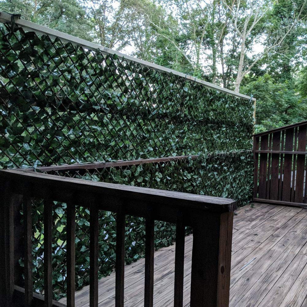 Expandable Artificial Ivy Privacy Fence - Dark Green Faux Maple Leaves Screen for Patio, Balcony, Bedroom & Outdoor Decor | Single-Sided Leaf Panel for Garden, Yard & Home Privacy Protection