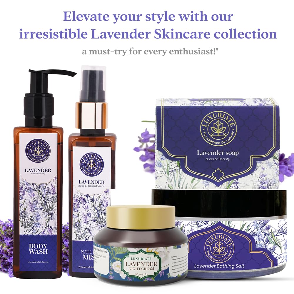 LUXURIATE Lavender Night Cream - Anti Aging & Skin Tightening Face Cream with Lavender & Almond Oil | Premium Luxury Night Cream for Women (50g) | Deep Hydration for Dry Skin & Wrinkle Reduction | Perfect for Nighttime Skincare Routine & Gift for Her