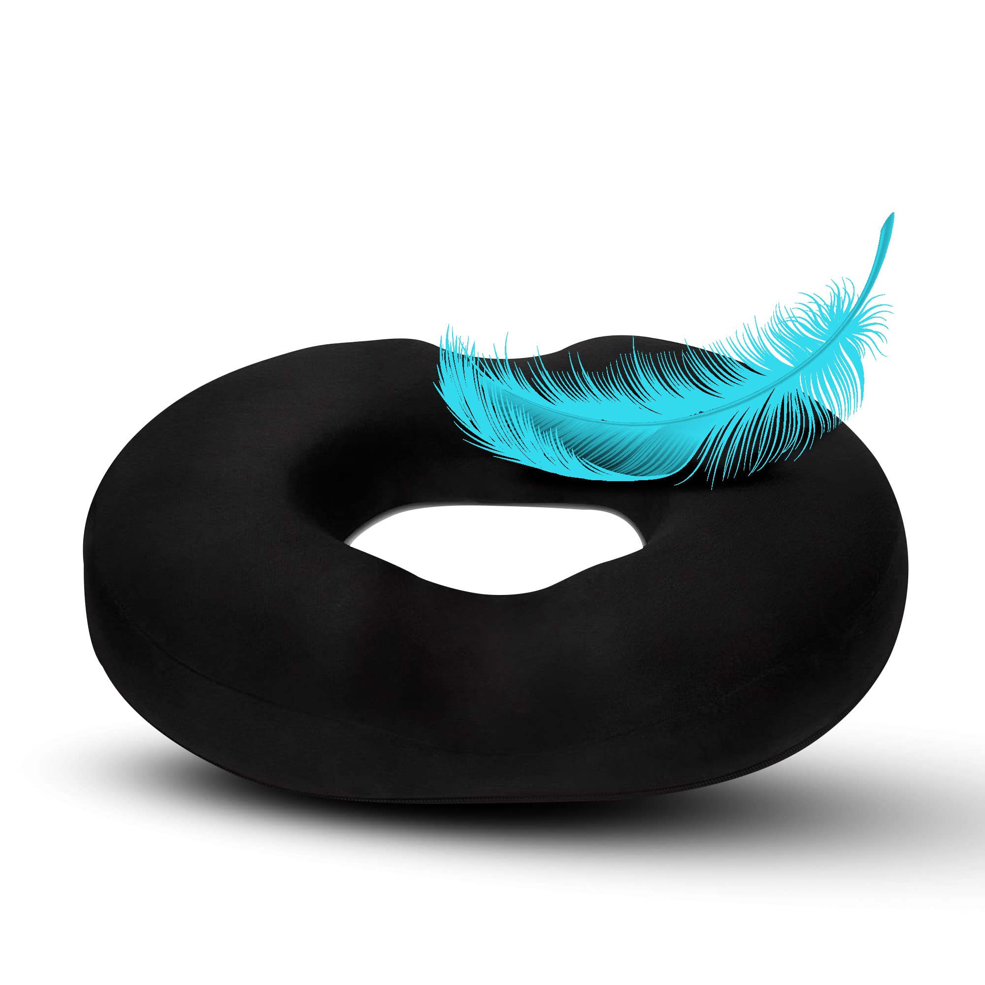Orthopedic Donut Pillow Seat Cushion for Tailbone & Coccyx Pain Relief - Memory Foam Hemorrhoid & Sciatica Support - Ideal for Pregnancy, Postpartum, Surgery Recovery - Black (Perfect for Office Chairs, Car Seats & Wheelchairs)