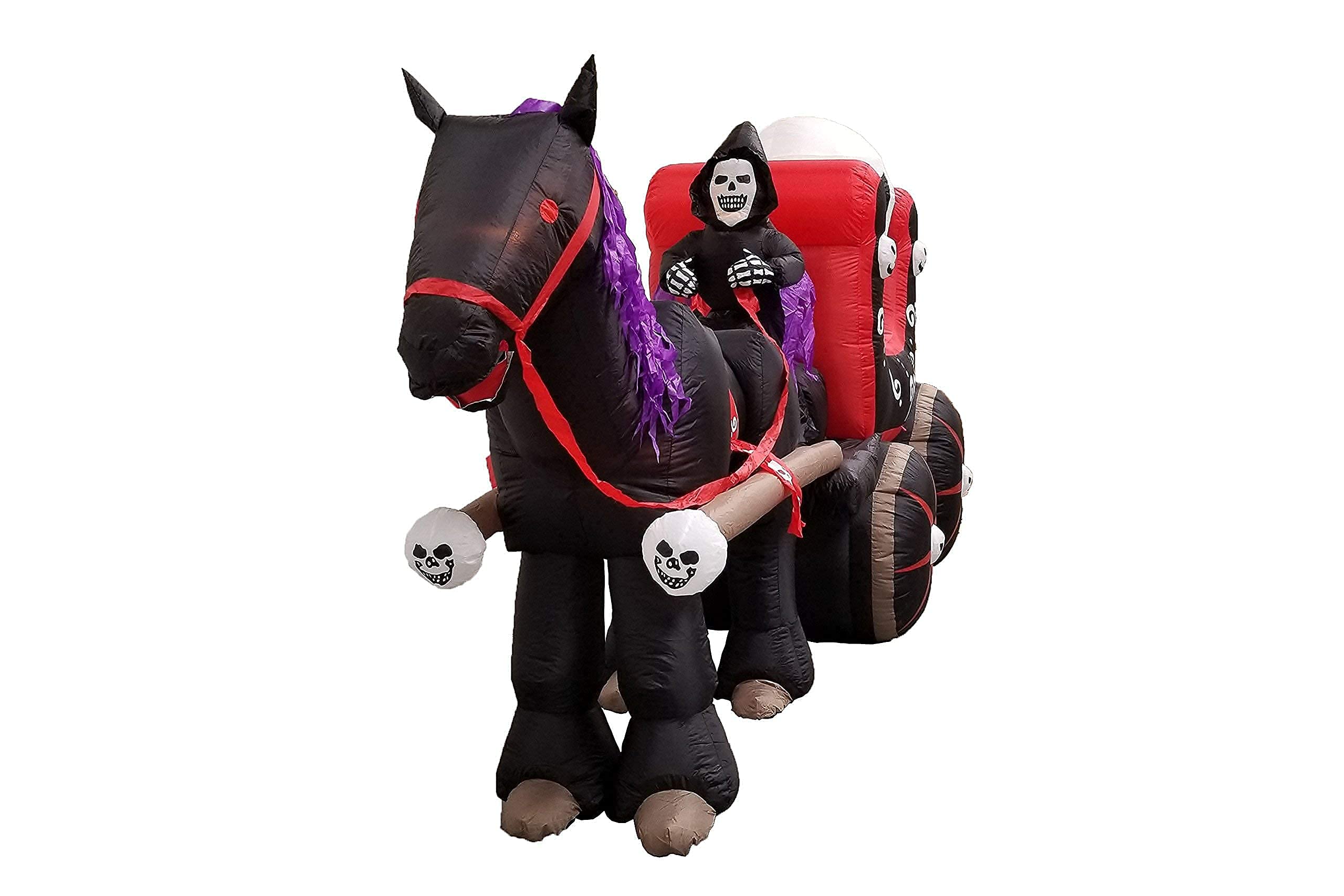 Halloween Inflatable Decorations Bundle - 12ft Skeleton Ghost Carriage & 8ft Pumpkin Monster Archway with Lights | Spooky Party Decor for Yard, Haunted House, and Outdoor Halloween Events