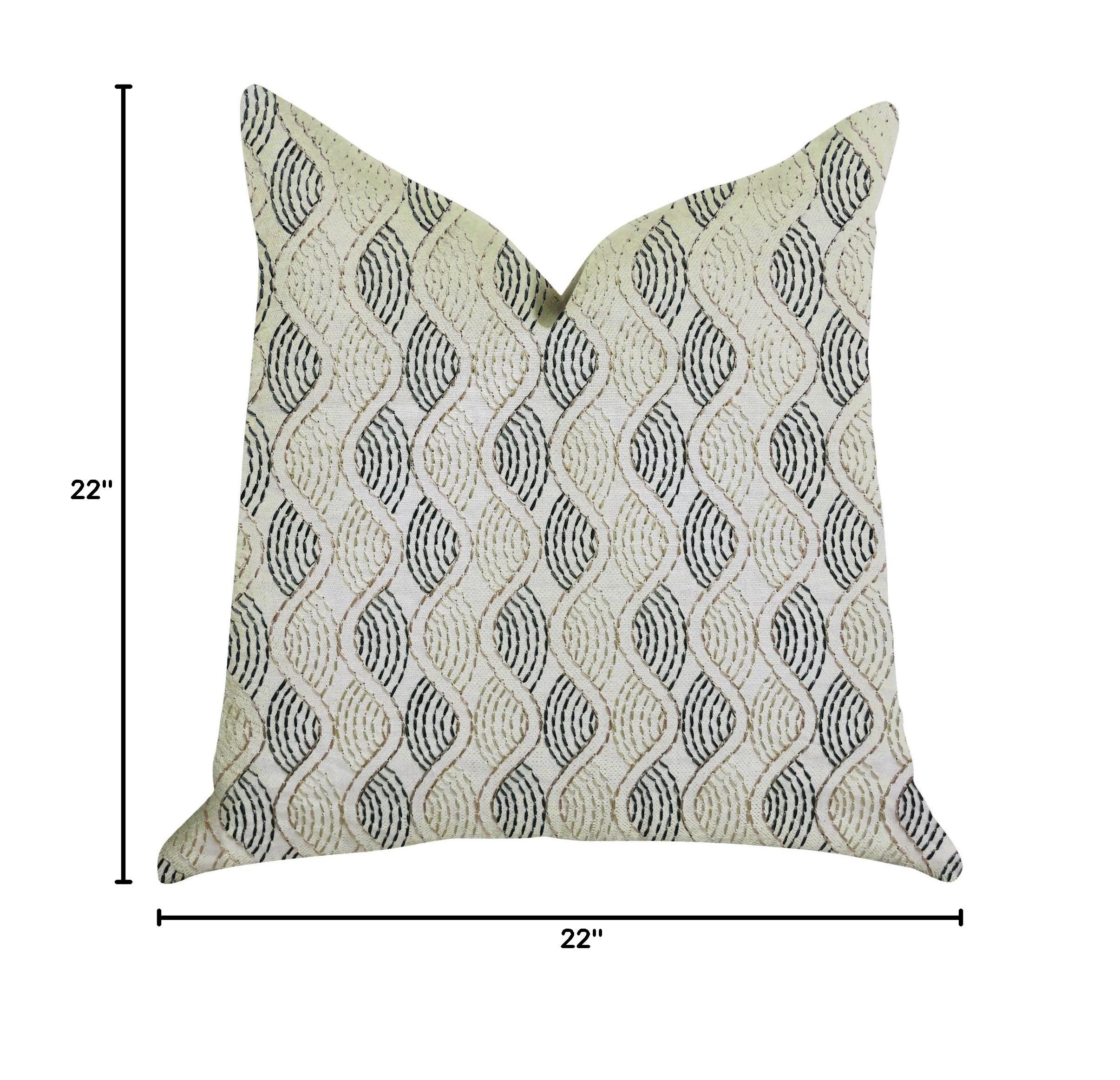 Plutus Brands Enigma Twist Double Sided Luxury Throw Pillow 22x22 Inches - Reversible Blue & Beige Decorative Cushion for Sofa, Bed, Living Room & Home Decor