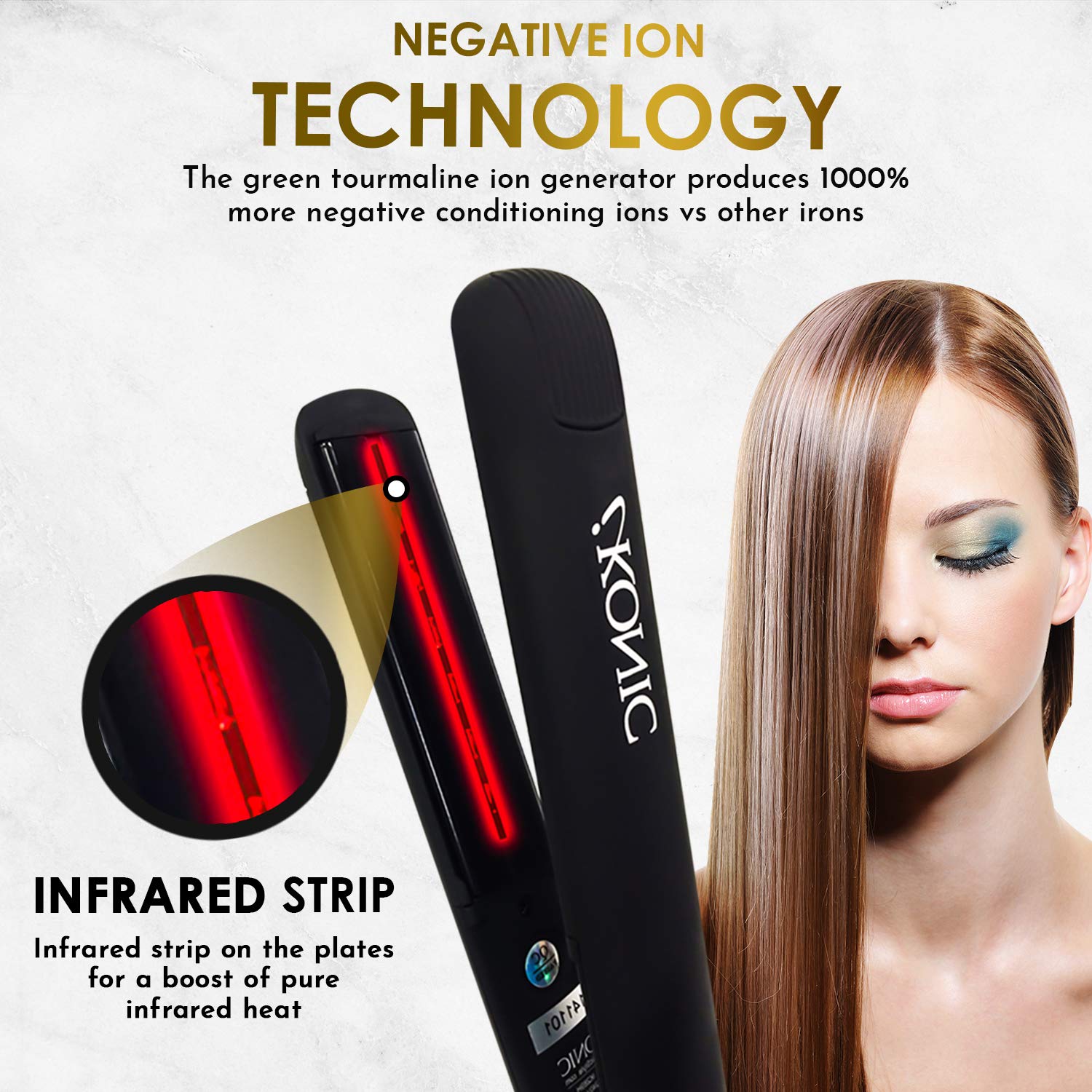 IKONIC 100% Pure Ceramic Hair Straightener & Flat Iron - 1
