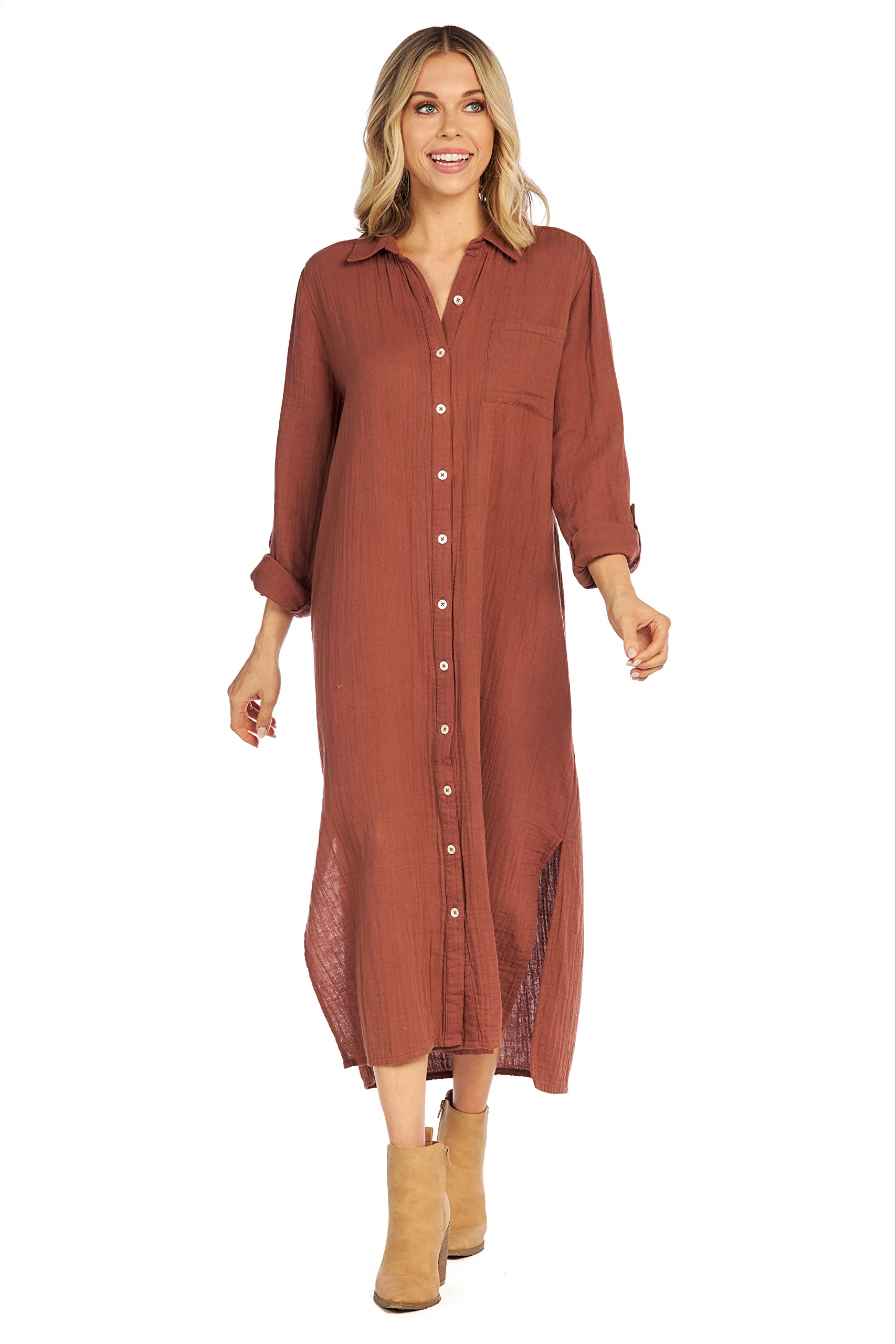 Mud Pie Clemmy Women's Maxi Dress - Flowy Long Summer Dress with Pockets, Boho Chic Style for Beach, Vacation & Casual Wear