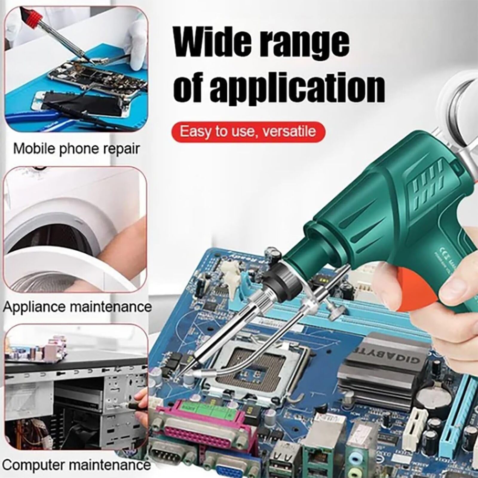 60W Multi-Function Soldering Iron Kit with Auto Feed & Removable Tip - Internal/External Heating Soldering Gun for Electronics Repair, DIY Projects & Home Improvement (Green)