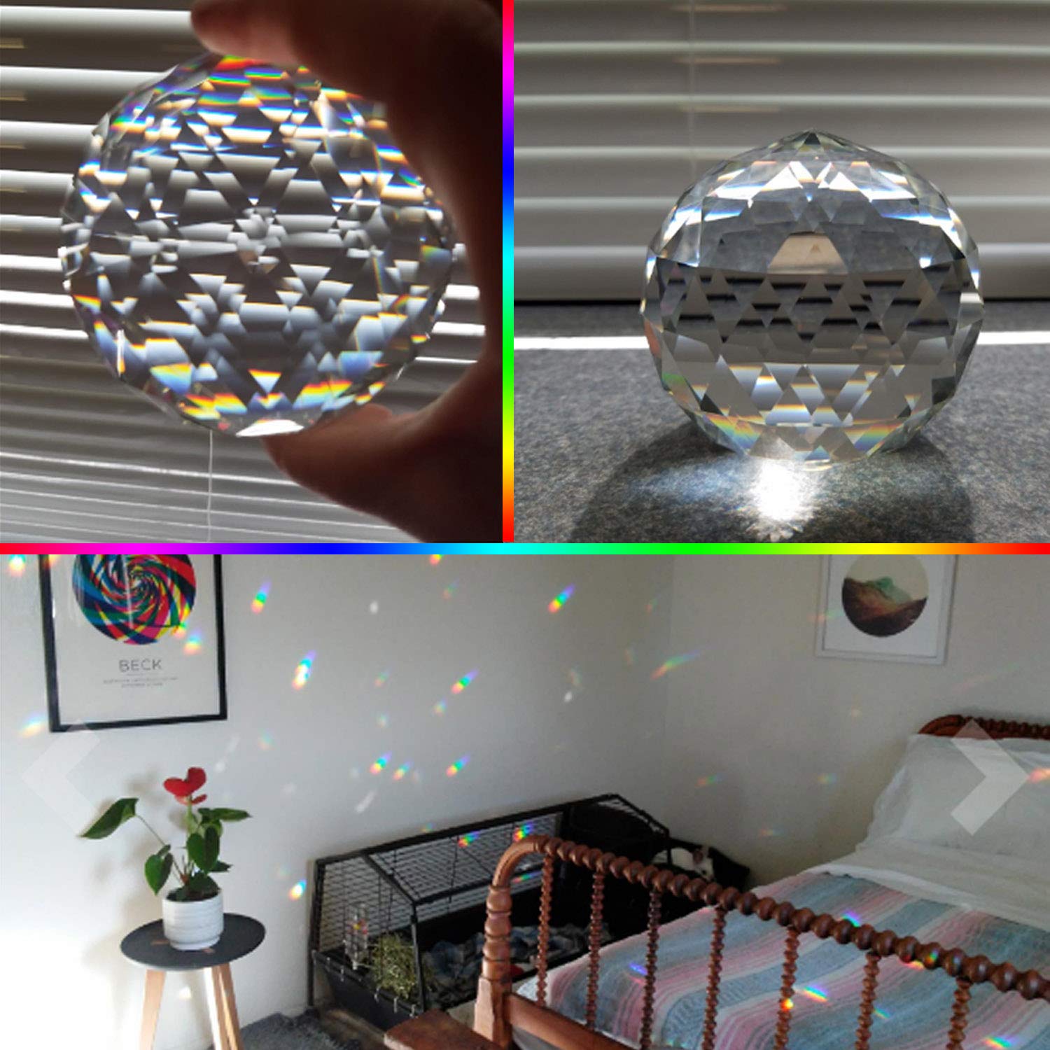 Crystal Ball Prism - 100mm (3.94 Inch) Clear Rainbow Maker Window Suncatcher for Home Decor, Feng Shui & Positive Energy - Perfect for Living Rooms, Bedrooms, Offices & Meditation Spaces