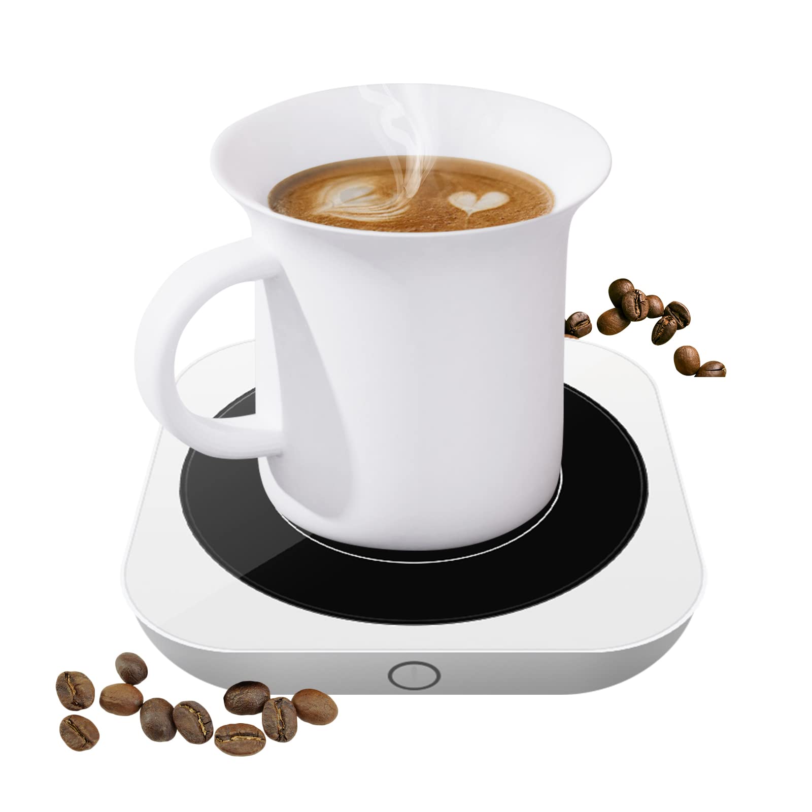 Kitvchef Electric Candle Warmer & Mug Warmer with 3 Temperature Settings - Smart Coffee Warmer Plate for Tea, Hot Chocolate & Milk - Perfect for Office Desk, Home & Dorm Use (White)
