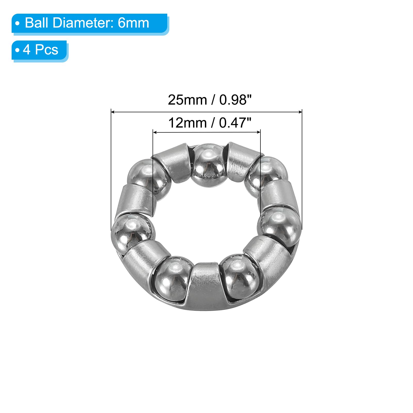 PATIKIL Stainless Steel Bike Ball Crank Bearing - Durable Bicycle Bearings Replacement for Front & Rear Wheels | Perfect for Bike Repair, Maintenance & DIY Cycling Accessories