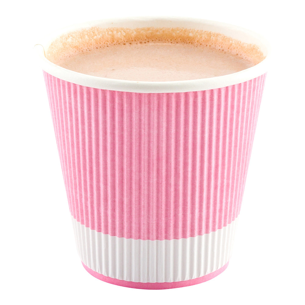 8 oz Light Pink Disposable Paper Coffee Cups with Ripple Wall - 3.5