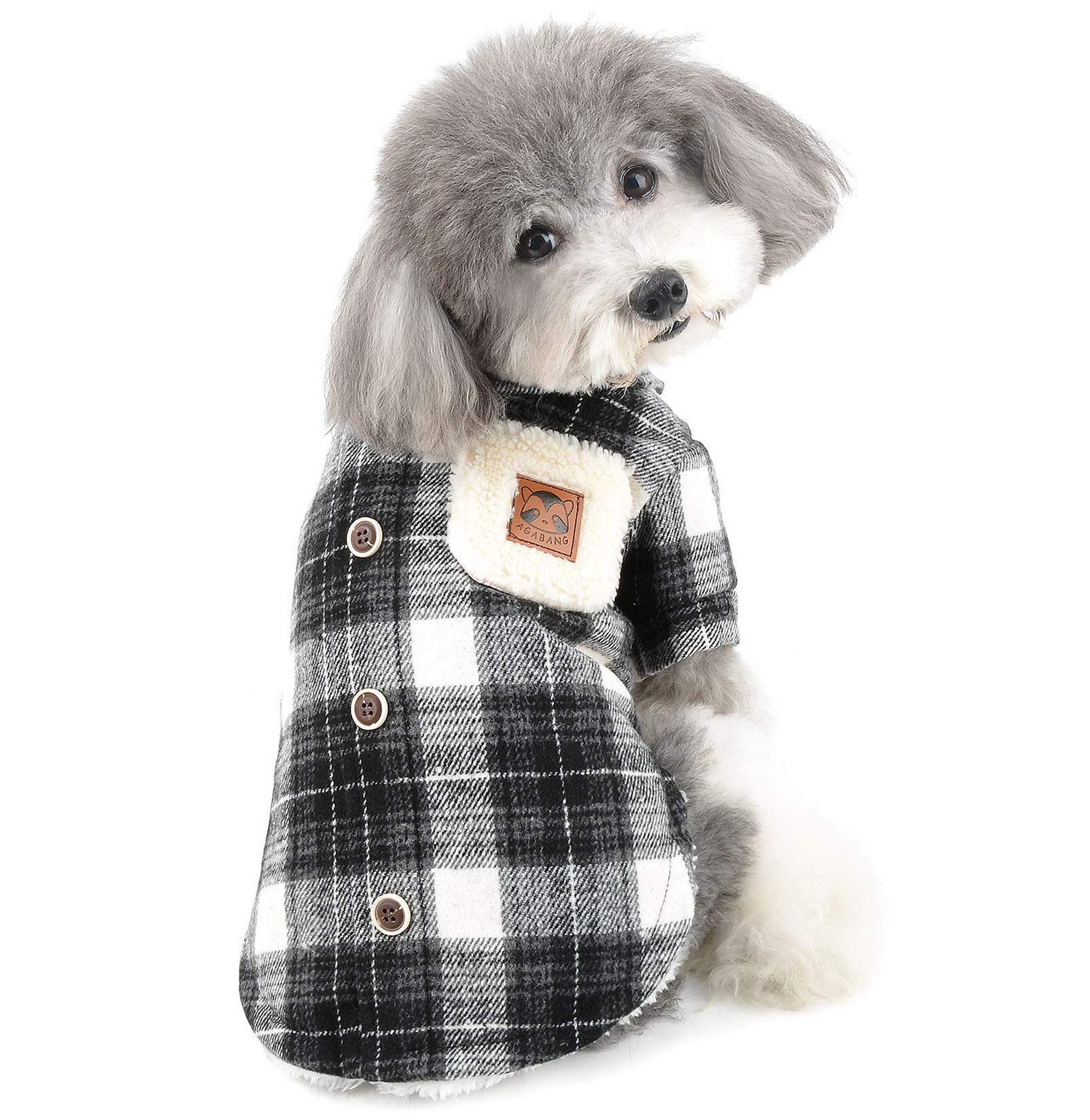 ZUNEA Plaid Fleece-Lined Winter Coat for Small Dogs & Cats - Warm Cold Weather Pet Sweater for Puppies, Girls & Boys (Black, M) - Perfect for Outdoor Walks & Winter Adventures