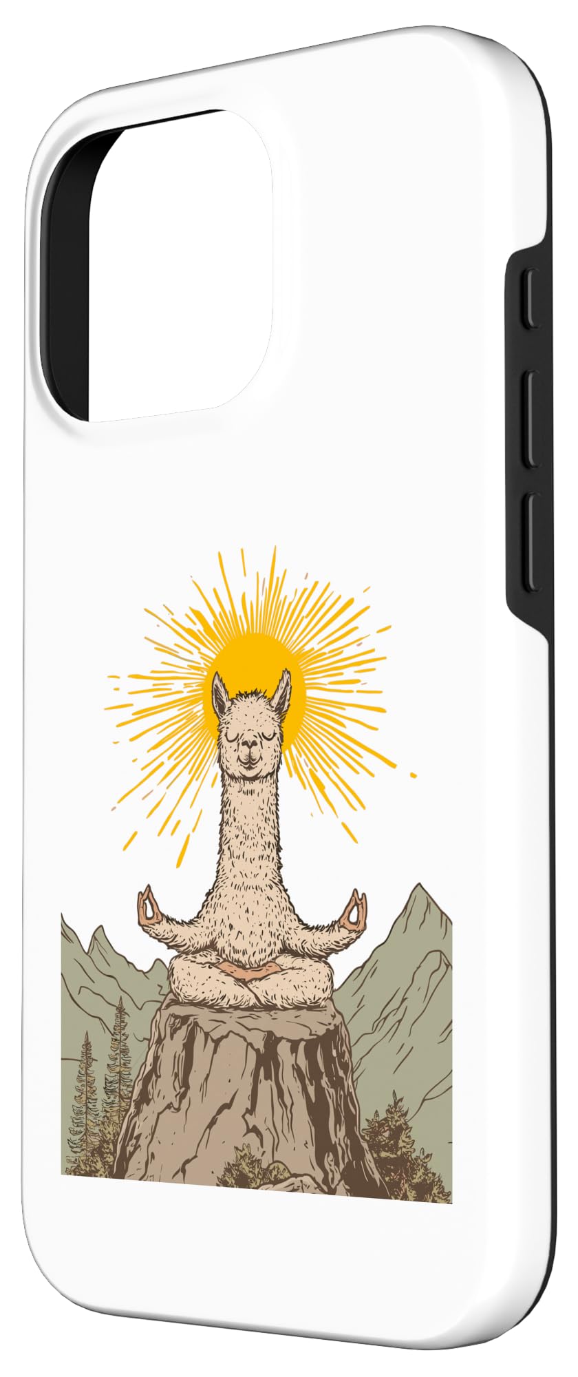 iPhone 16 Pro Case - Meditating Alpaca Design with Radiant Zen Mountain Serenity Art | Protective Phone Cover for Yoga, Meditation & Nature Lovers