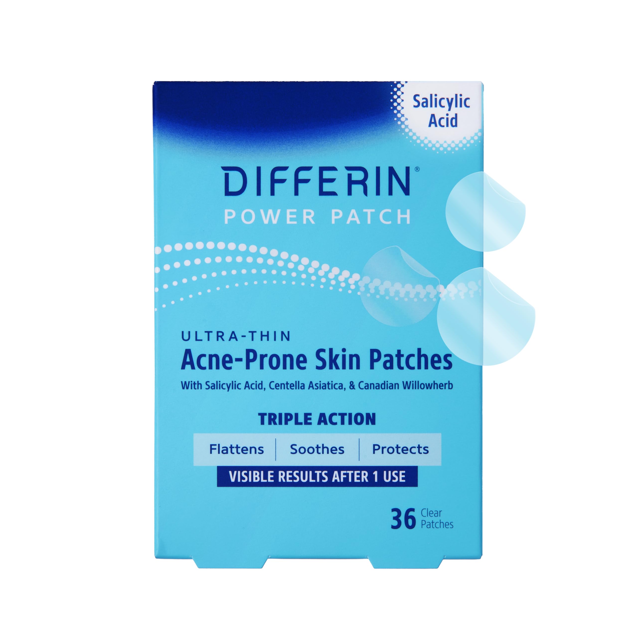 Differin Acne Patches with Salicylic Acid & Centella - 36 Count Pimple Patches for Acne Prone Skin | Fast Triple Action Treatment for Day & Night Use | Dermatologist Tested | Perfect for Travel, Gym & Daily Skincare Routine