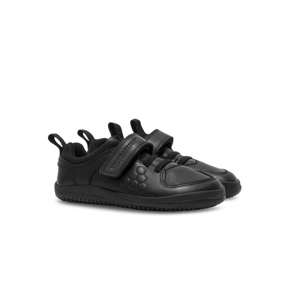 Vivobarefoot Primus Ludo Kids' Barefoot Shoes - Obsidian Black | Flexible & Lightweight School Shoes for Active Children | Perfect for Playground, Classroom & Outdoor Activities