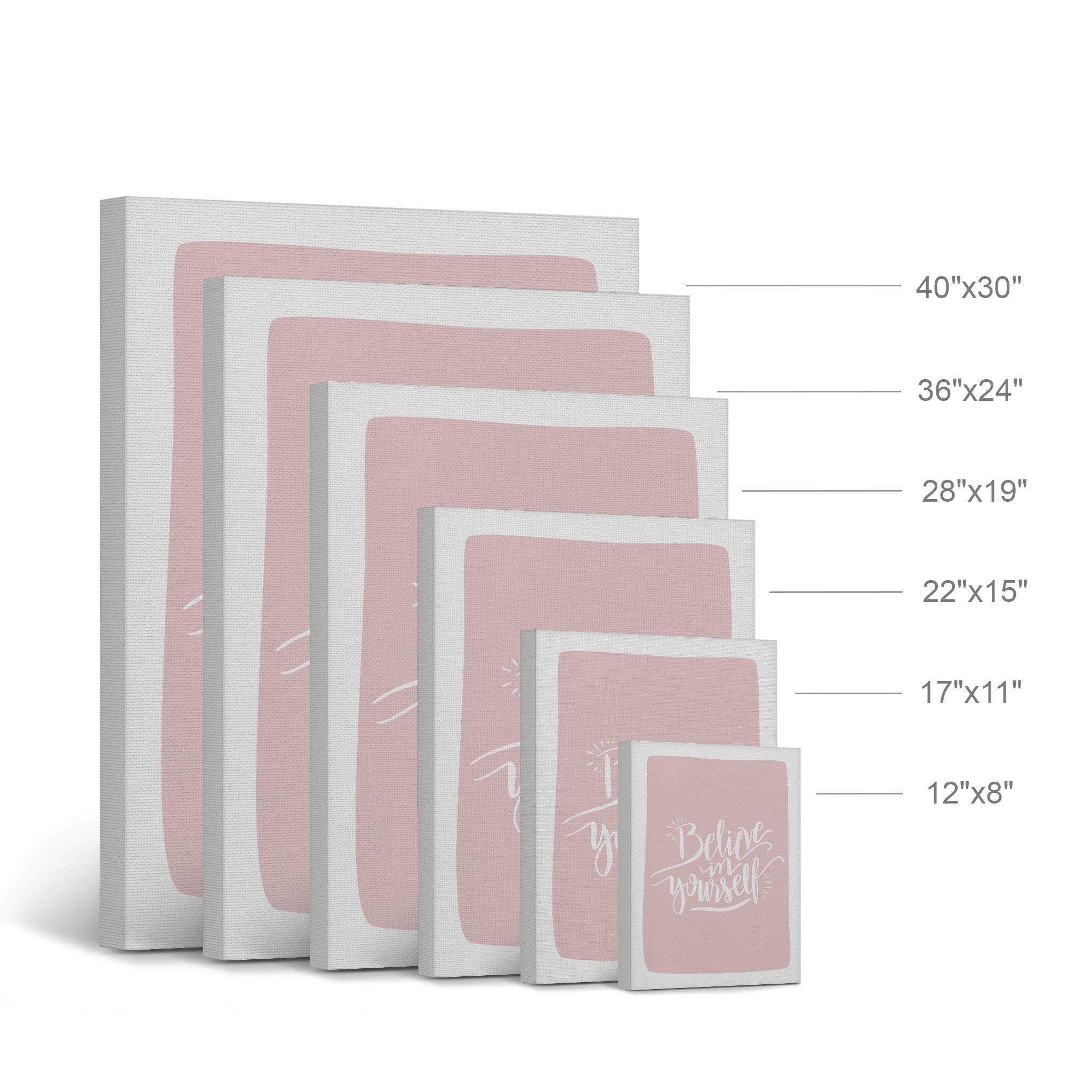 Believe in Yourself Inspirational Wall Art - Pink Lettering Canvas Print for Kids Room, Nursery & Baby Room Decor - Ready to Hang 36x24 - Made in USA | Motivational Gift for Children's Bedroom, Playroom & Classroom