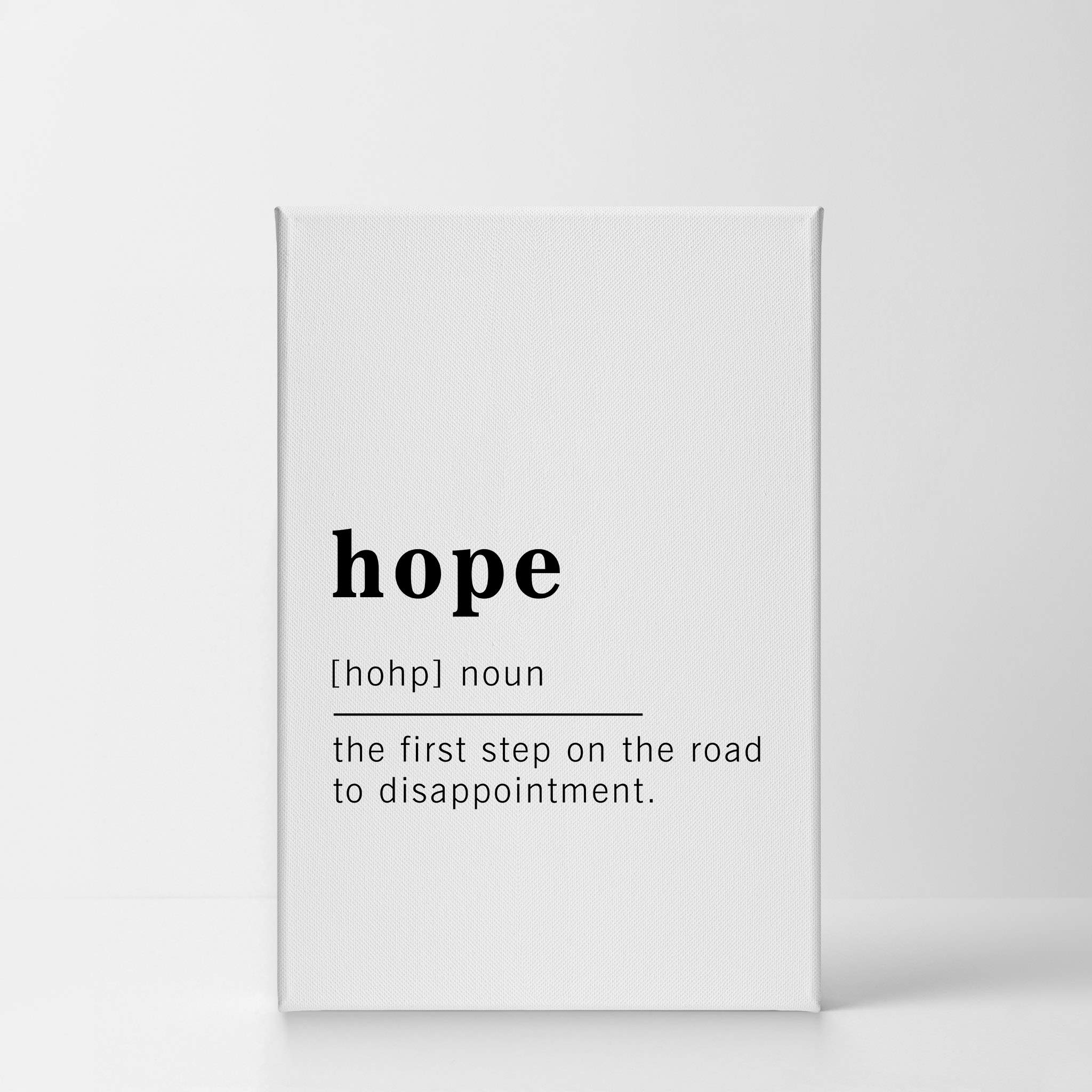 Funny Noun Dictionary Definition of Hope Canvas Print - Inspirational Quote Wall Art for Office, Living Room, Bedroom & Bathroom - Ready to Hang Home Decor (36x24 inches, Made in USA) - Perfect for Gifts, Housewarming & Motivational Spaces
