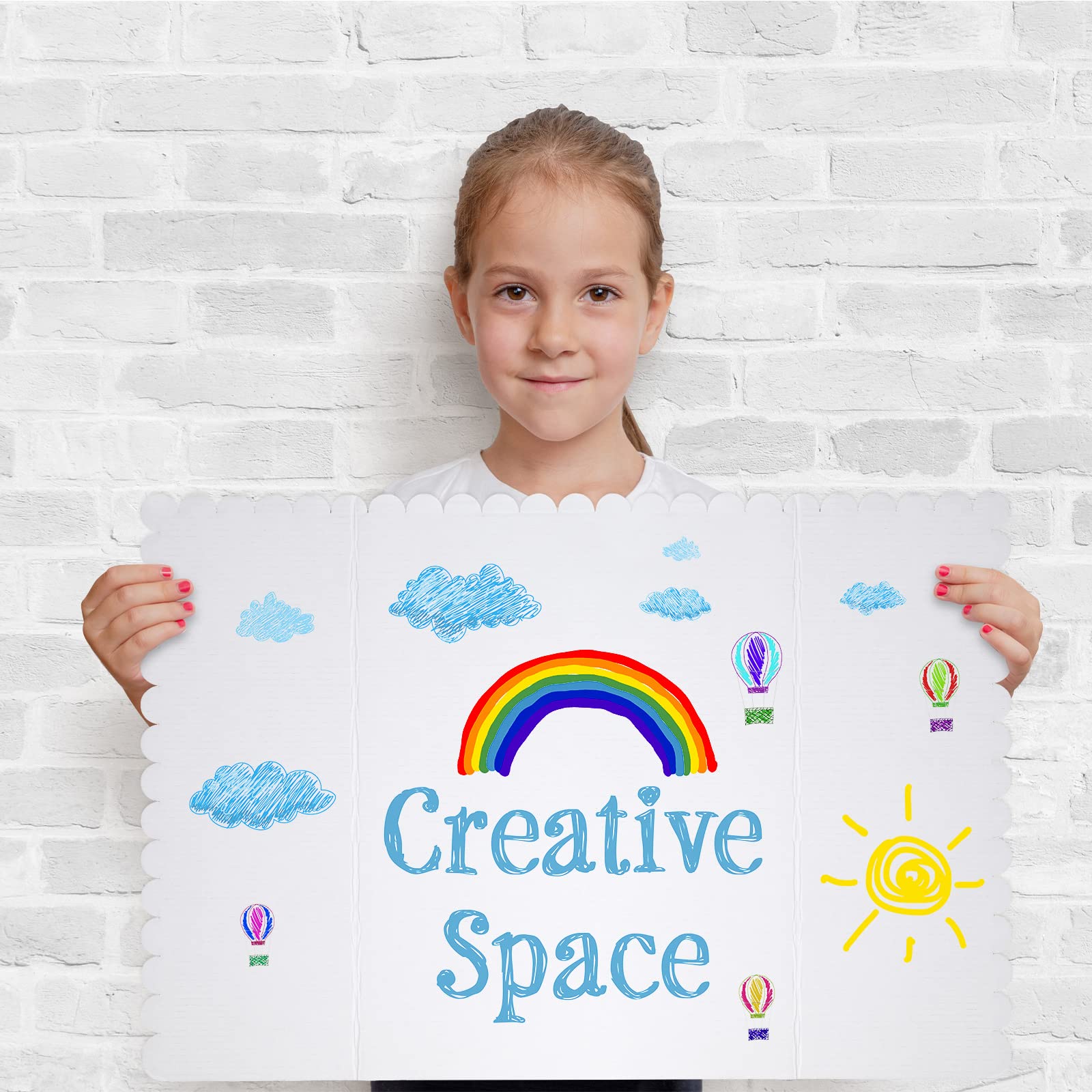 Outus 48-Pack White Tri-Fold Poster Boards 24x36 Inch - Science Fair Display Boards, School Projects, Photo Exhibitions | Foldable Cardboard Presentation Boards for Business, Classroom & Events