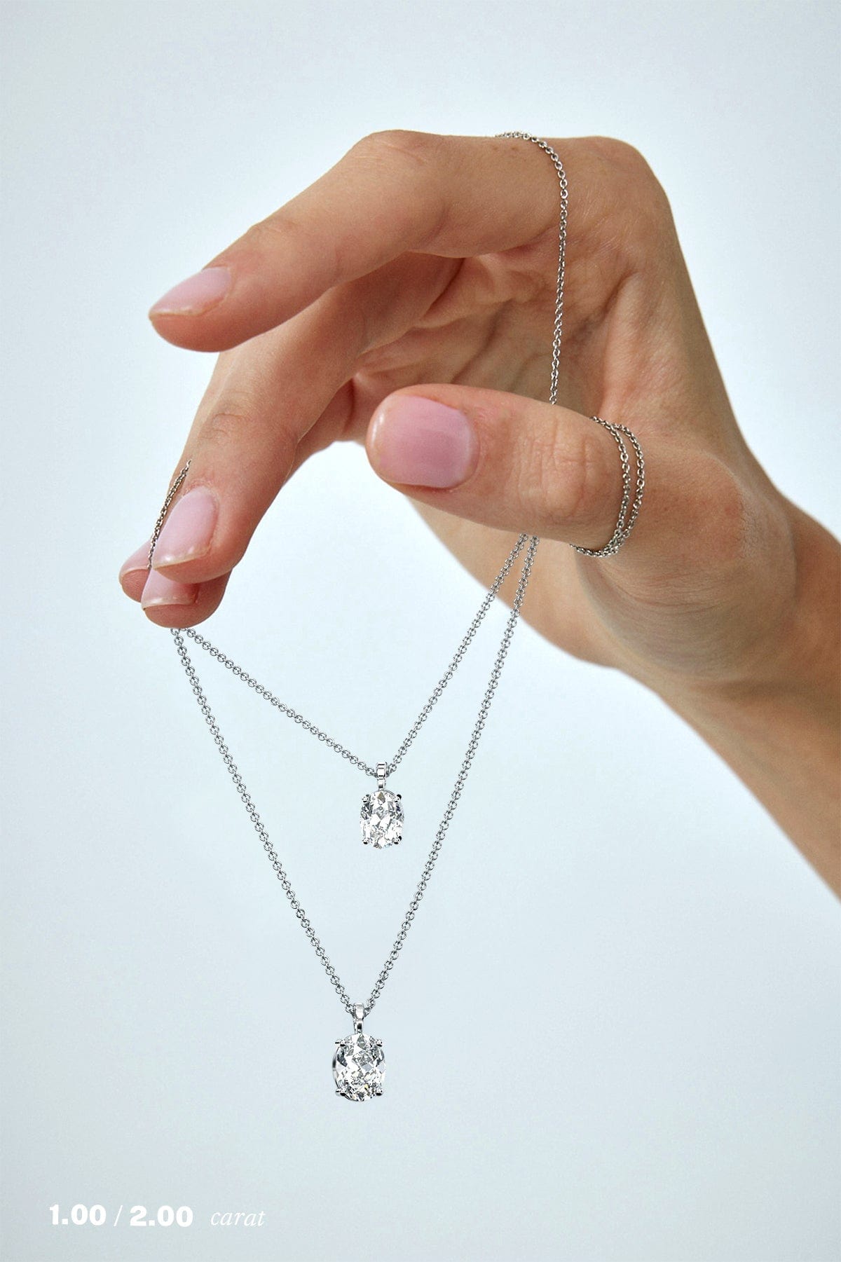 2 Carat Oval Diamond Pendant Necklace for Women - 14K White Gold Solitaire Jewelry Gift for Anniversary, Valentine's Day & Special Occasions