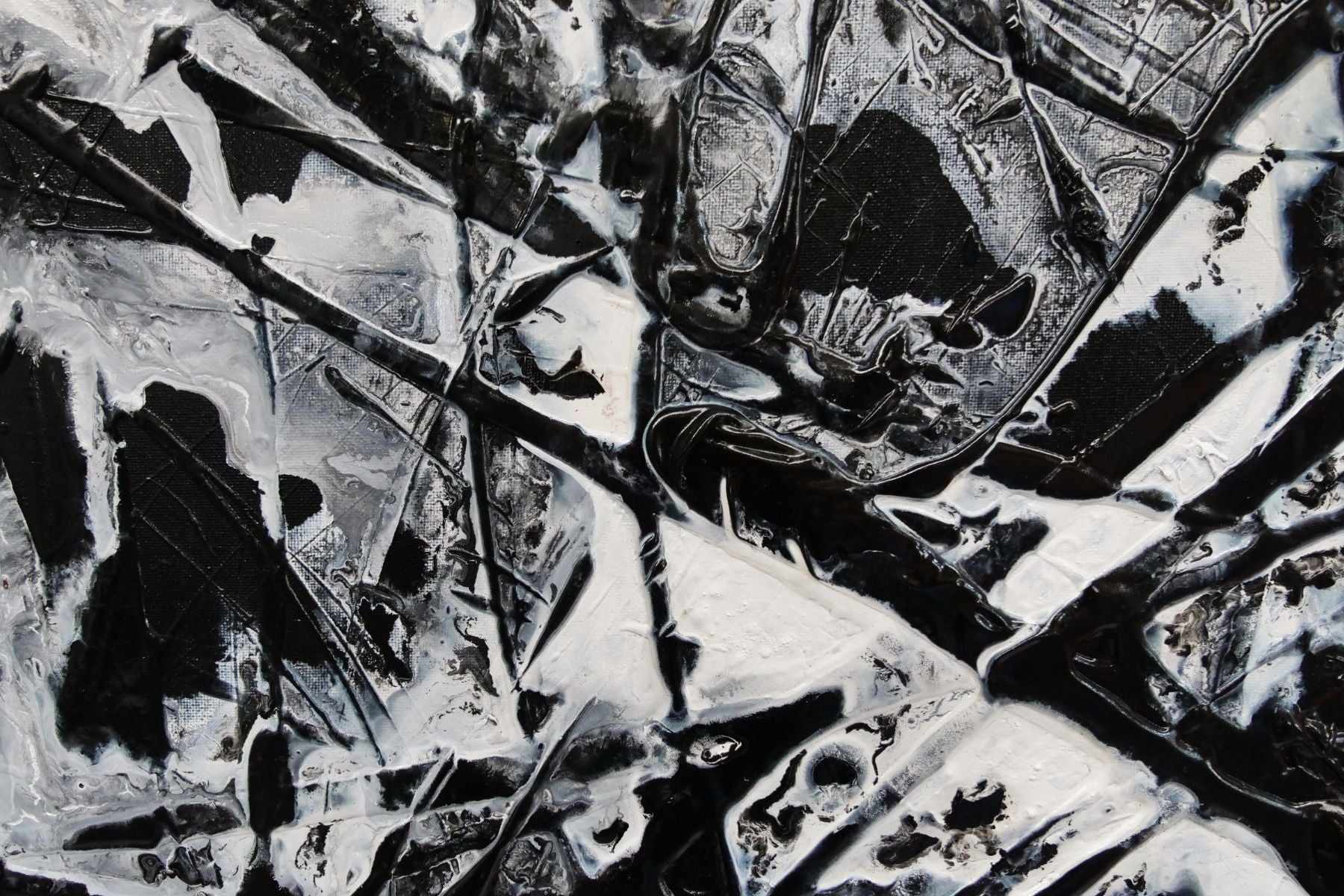 160cm x 100cm Black and White Textured Abstract Canvas Art Painting - Modern Home Decor for Living Room, Bedroom, Office Wall