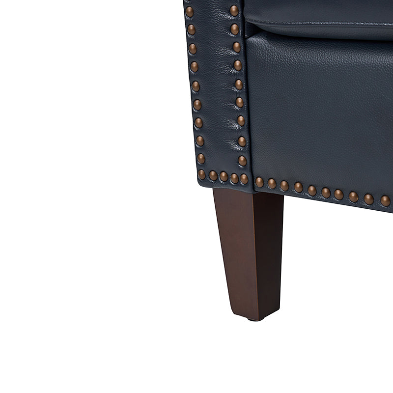 Nathaniel Transitional Style Genuine Leather Armchair - Premium Brown Leather Lounge Chair for Living Room, Office & Study - Comfortable Reading Chair with Padded Seat & Wooden Legs
