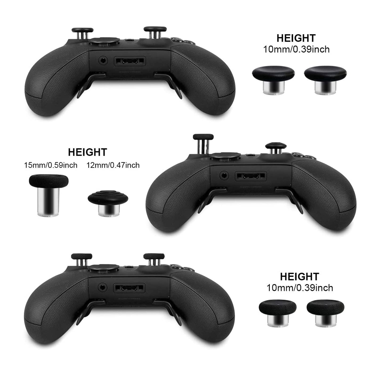 Premium 6-in-1 Metal Replacement Joysticks for Xbox One Elite Controller Series 2 - Interchangeable Thumbsticks with Enhanced Grip for Precision Gaming - Perfect for FPS, Racing & Competitive Play