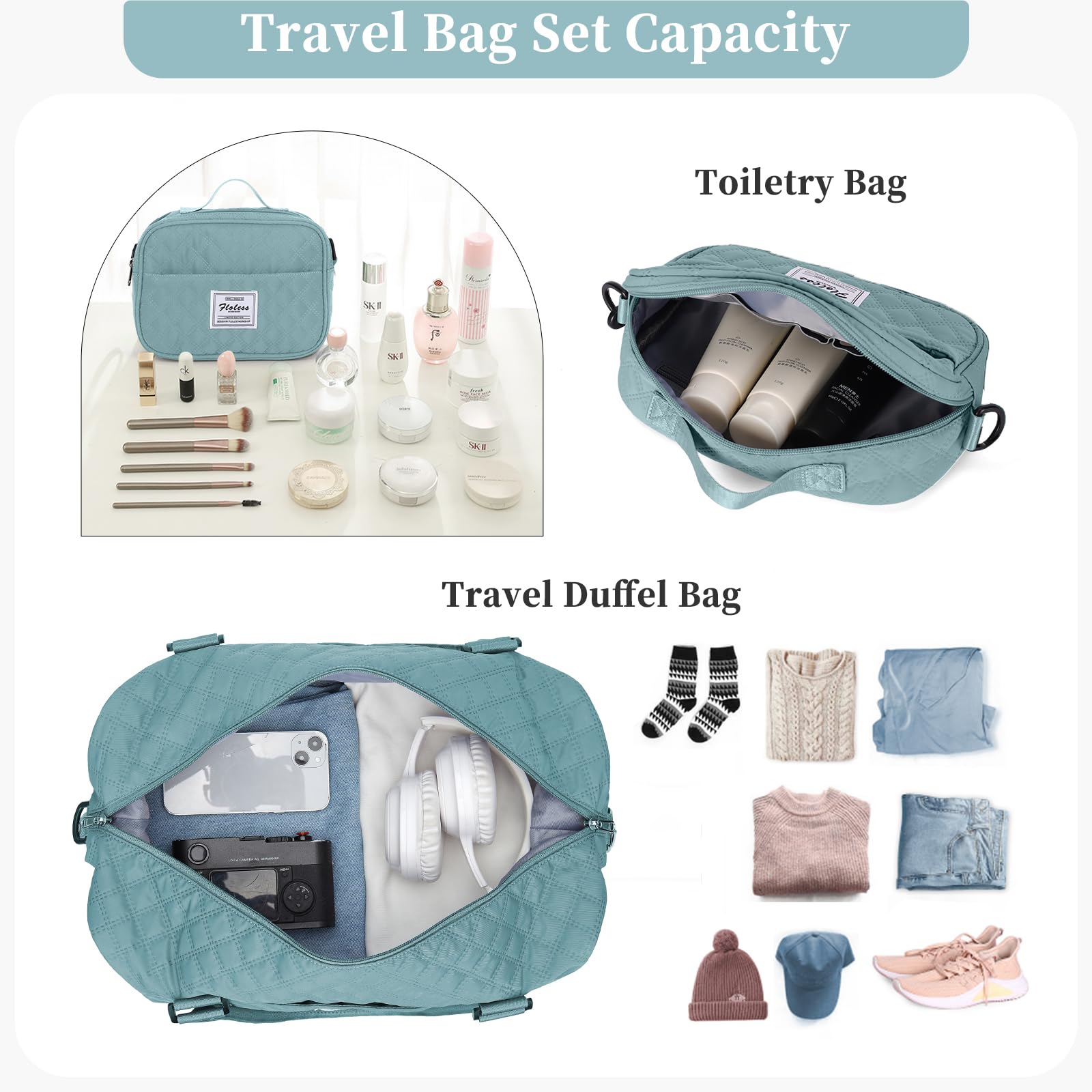 Women's Travel Duffel Bag - Lightweight Overnight Weekender with Detachable Toiletry Pouch & Wet Pocket - Perfect Gym Bag, Carry-On Personal Item for Weekend Getaways, Business Trips & Workout Sessions