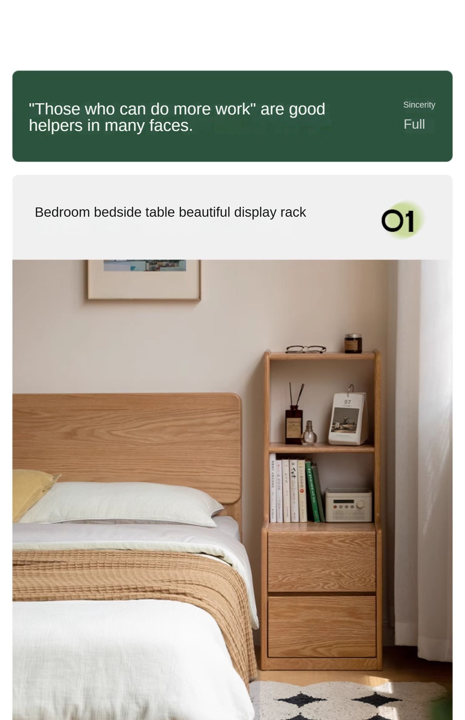 Solid Oak Wood Nightstand - Sturdy & Elegant Bedside Table for Bedroom, Living Room, or Office - Perfect for Storage & Décor