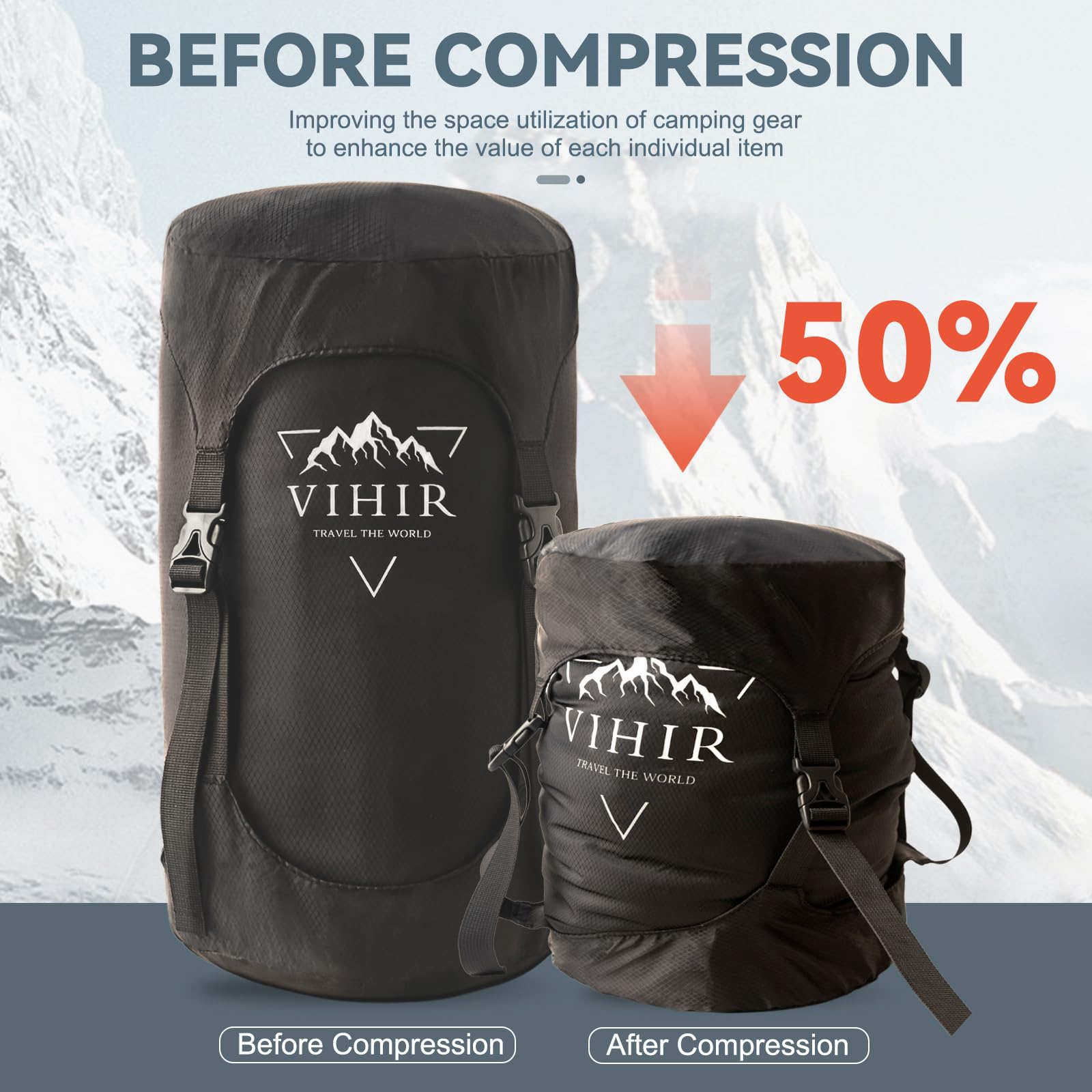Ultralight Waterproof Compression Sack 10L/14L/20L - Space Saving Sleeping Bag Storage for Hiking, Camping & Backpacking | Perfect for Outdoor Adventures & Travel Gear Organization