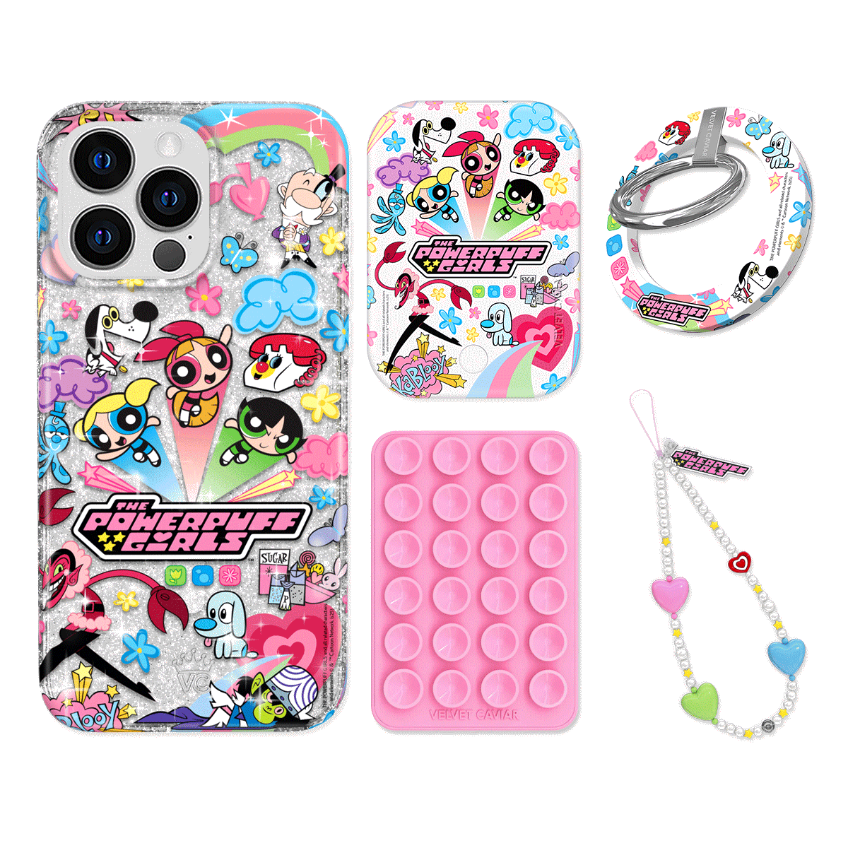 The Powerpuff Girls Girl Power iPhone Case Bundle Set with Grip - Cute Cartoon Character Phone Cover for Girls & Women - Perfect for School, Work, Travel & Everyday Use