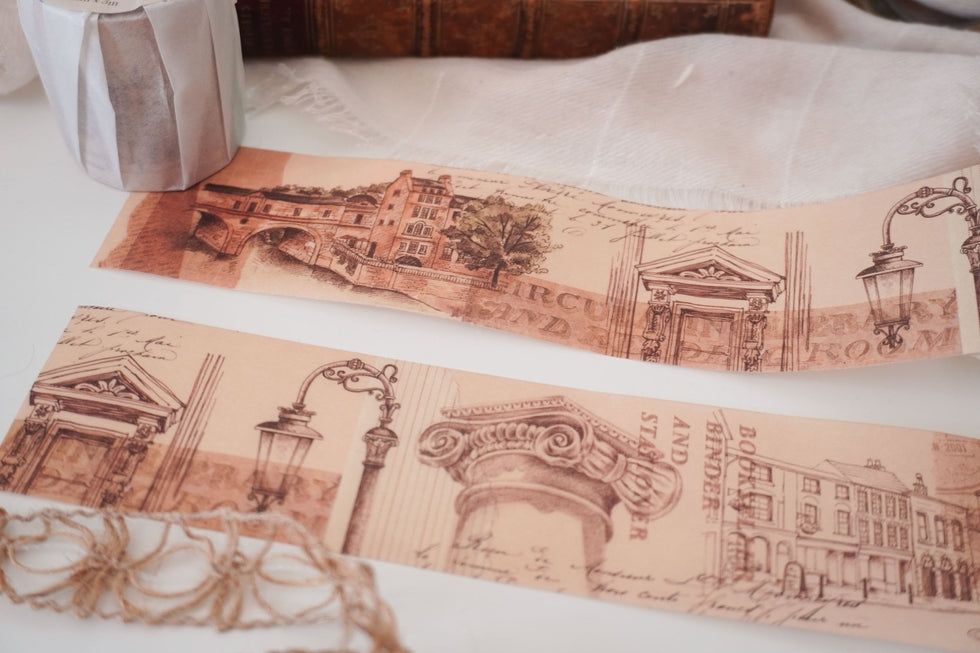 Japanese Washi Tape for Architects - Decorative Paper Tape with Release Paper - Perfect for Scrapbooking, Journaling, and Office Organization