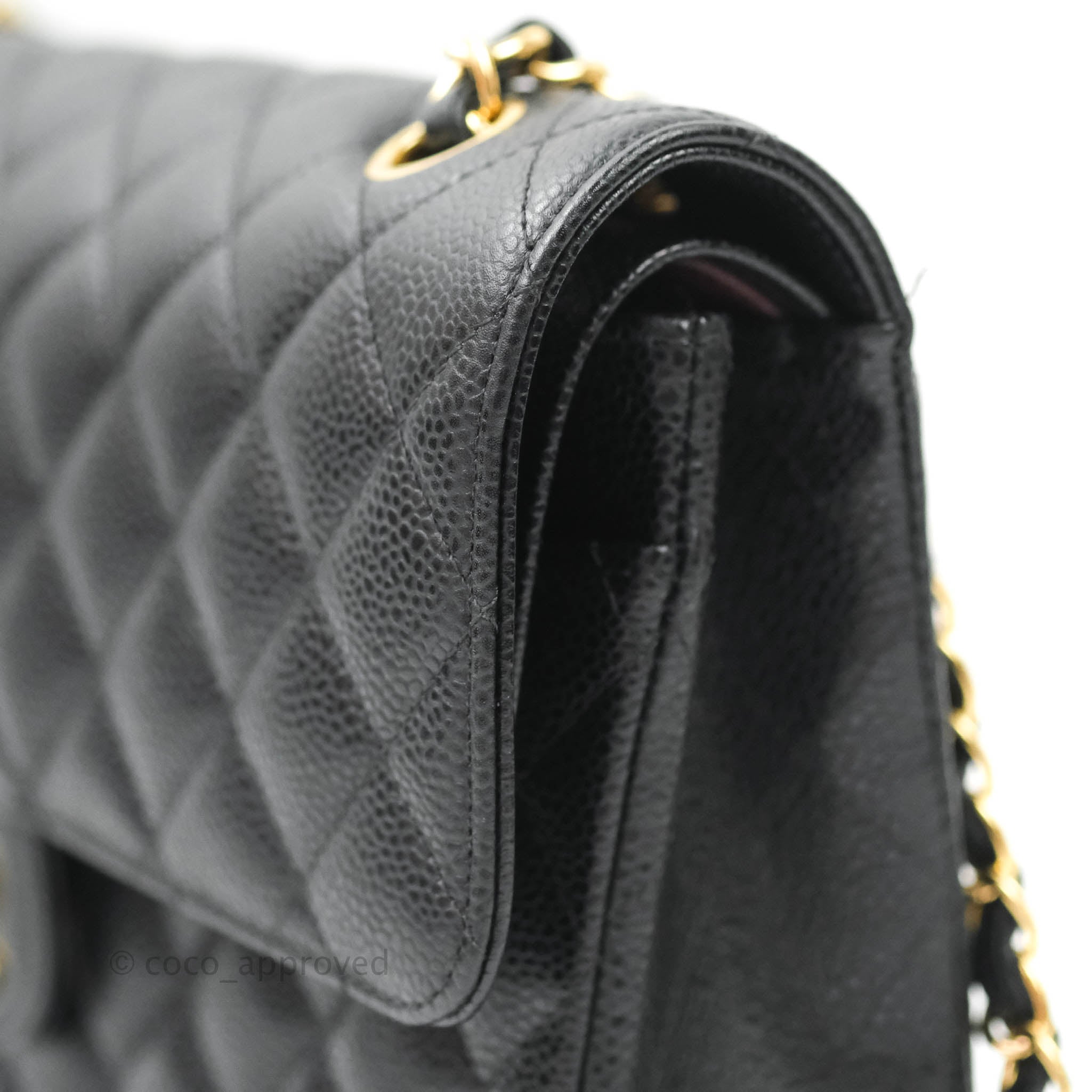 Chanel Classic Medium Double Flap Bag Black Caviar Leather with Gold Hardware - Luxury Shoulder Bag for Women, Perfect for Work, Parties & Special Occasions