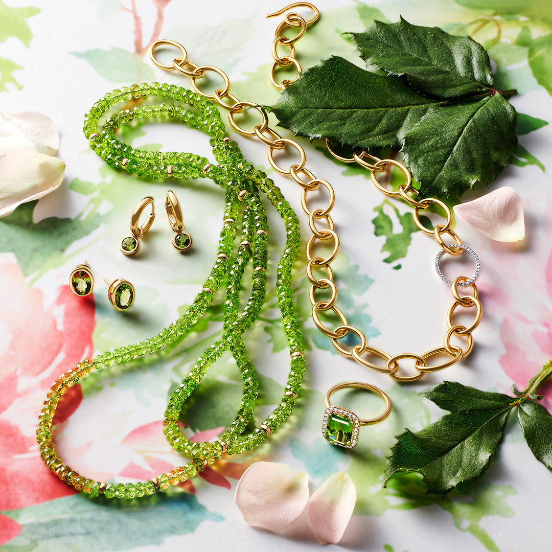 Faceted Peridot & Gold Rope Necklace - Elegant 14K Gold Plated Gemstone Jewelry for Women, Perfect for Weddings, Parties & Everyday Wear