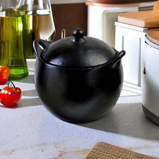 Chamba Clay Pot – Handmade Black Earthenware Cookware for Soups, Stews & Slow Cooking – 2.5-Quart Clay Cooking Pot with Lid & Handle – Durable & Versatile Gift for Men & Women – Perfect for Kitchen, Camping & Outdoor Cooking